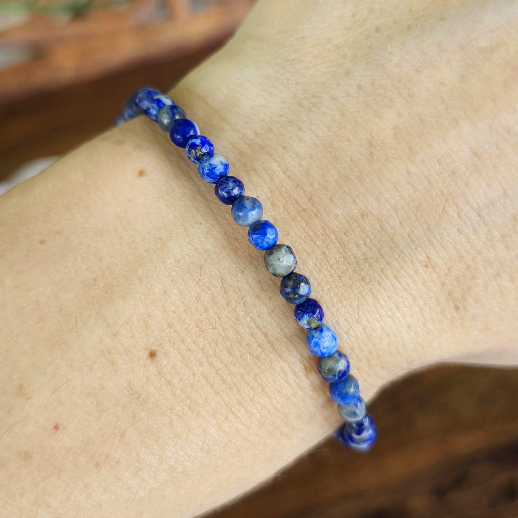 Lapis Lazuli Crystal Bracelet, 4mm, 6mm Gemstone Beaded Bracelet
