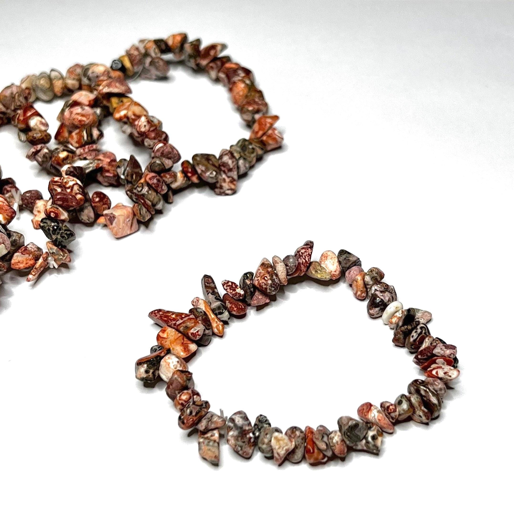 Leopardskin Jasper Crystal Chip Bracelet: Gemstone Beaded Jewelry
