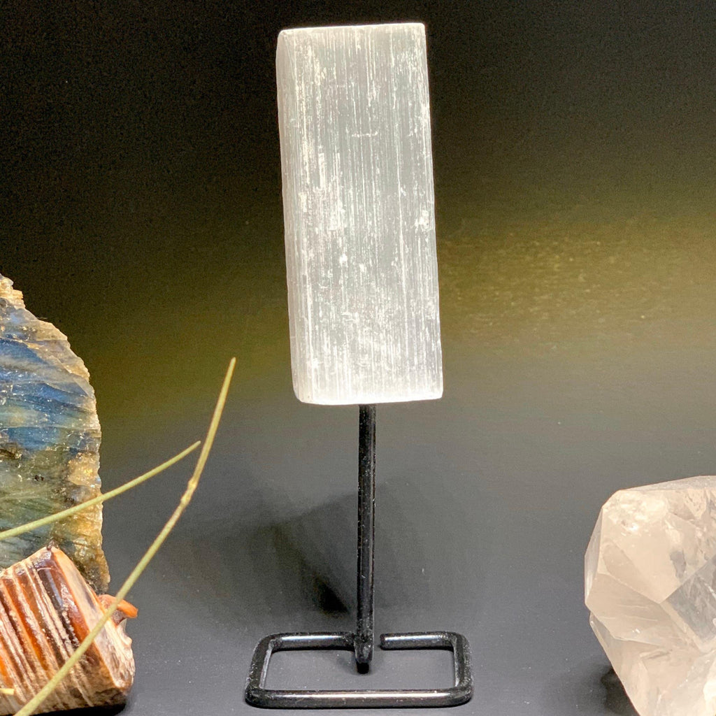 Selenite Crystal Log on Stand