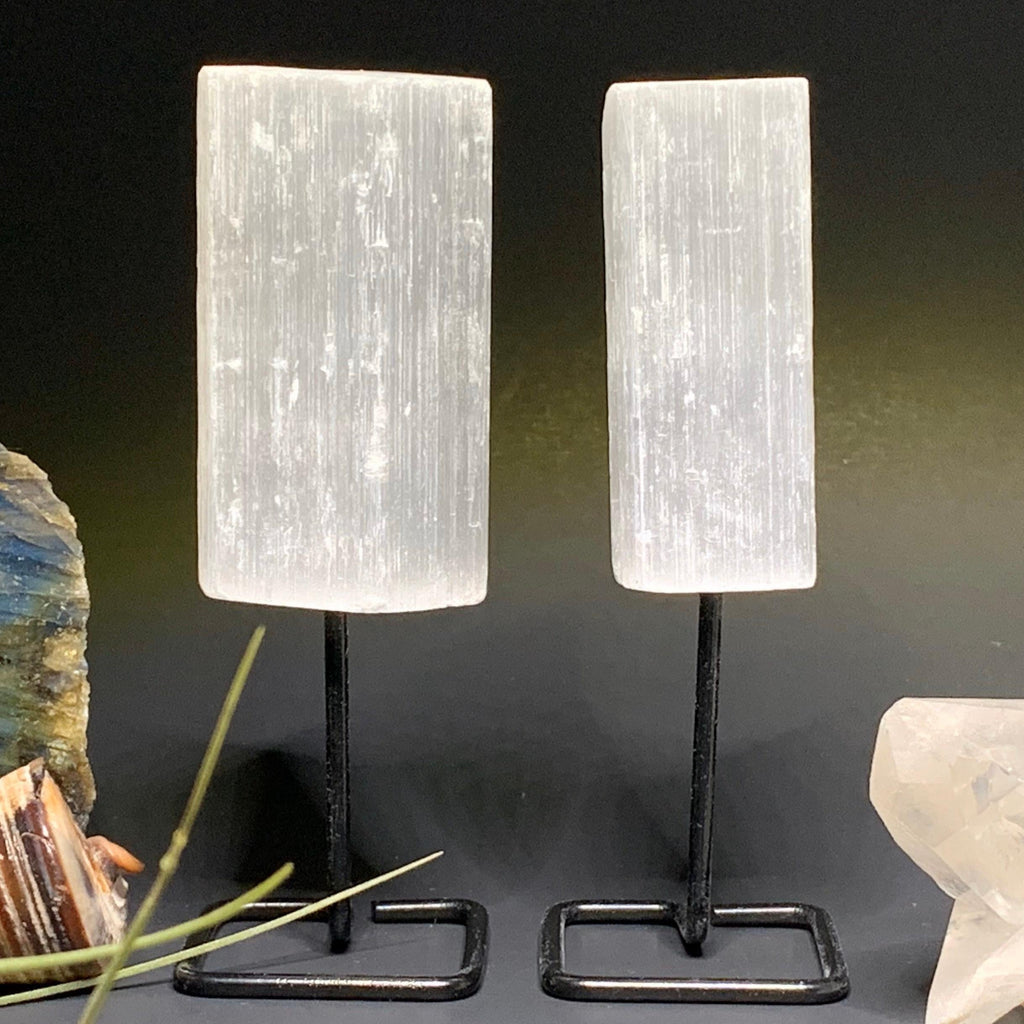Selenite Crystal Log on Stand