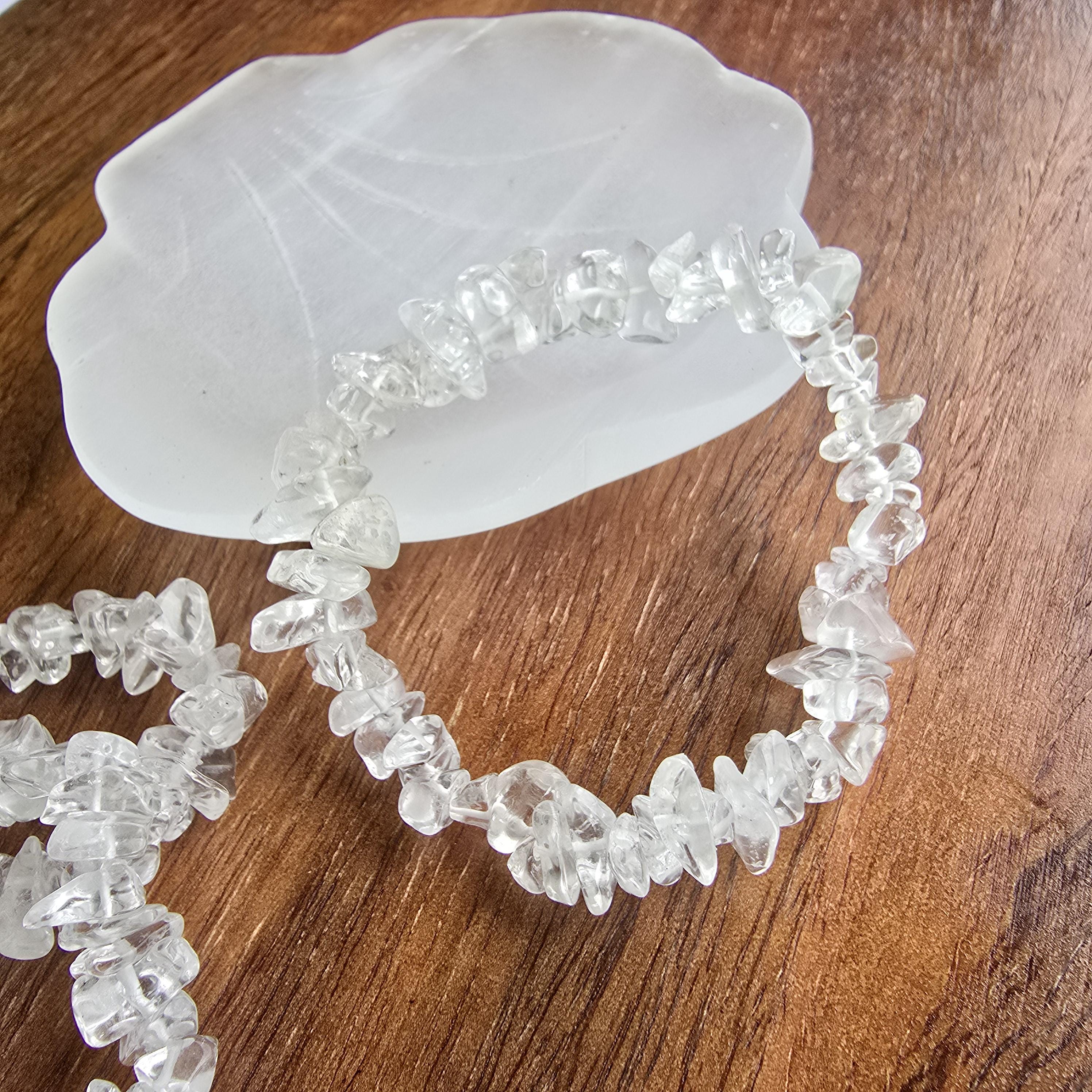 Clear Quartz Crystal Bracelet, Gemstone Chips Beaded Bracelet