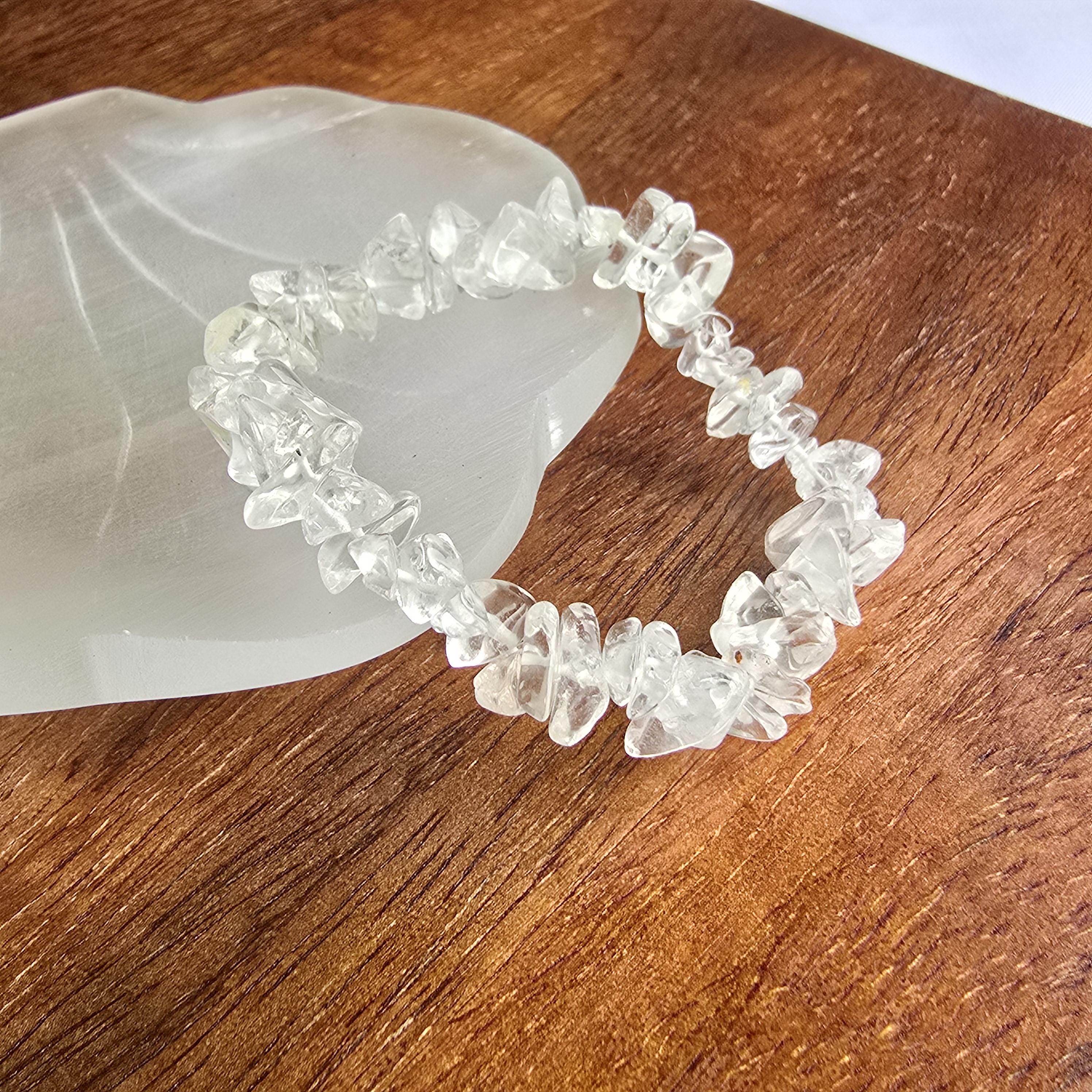 Clear Quartz Crystal Bracelet, Gemstone Chips Beaded Bracelet
