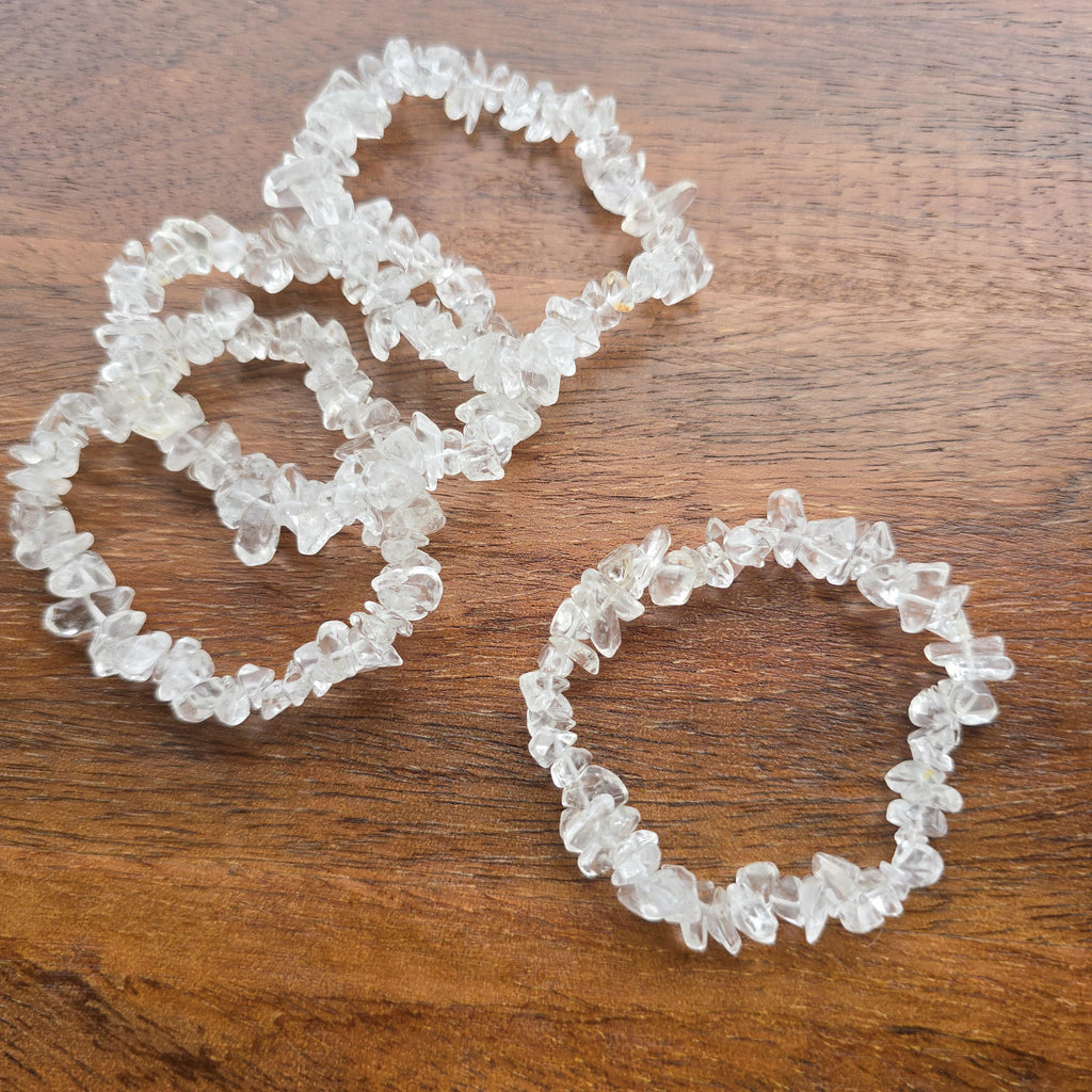 Clear Quartz Crystal Bracelet, Gemstone Chips Beaded Bracelet