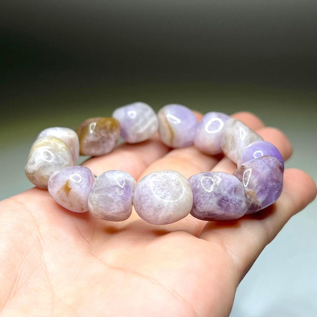 Amethyst Tumbled Crystal Bracelet: Gemstone Beaded Stretch Bracelet