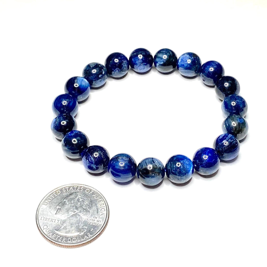 Blue Kyanite Crystal Bracelet - 10mm Natural Gemstone Jewelry