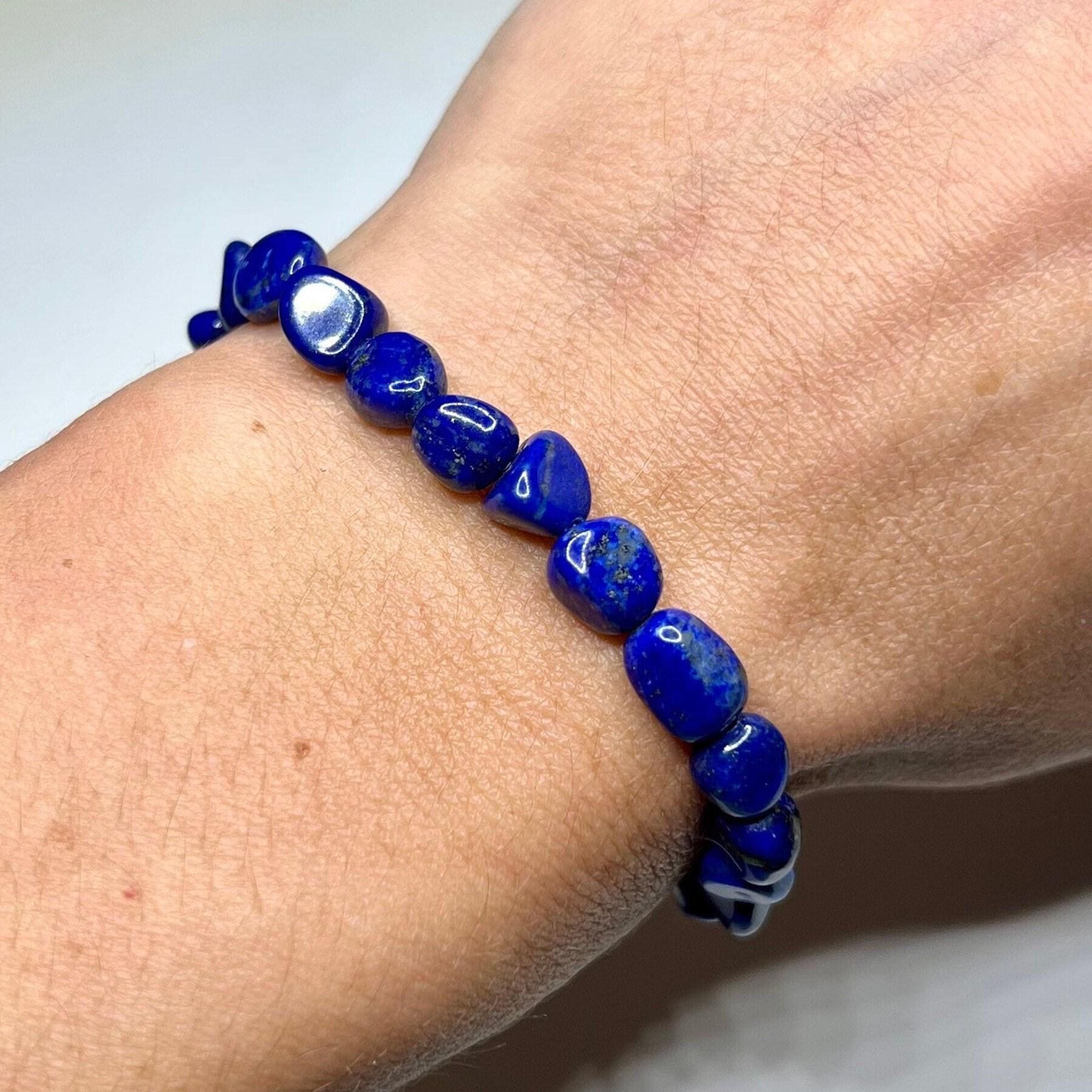 Lapis Lazuli Crystal Bracelet: Handmade Tumbled Gemstone Bracelet
