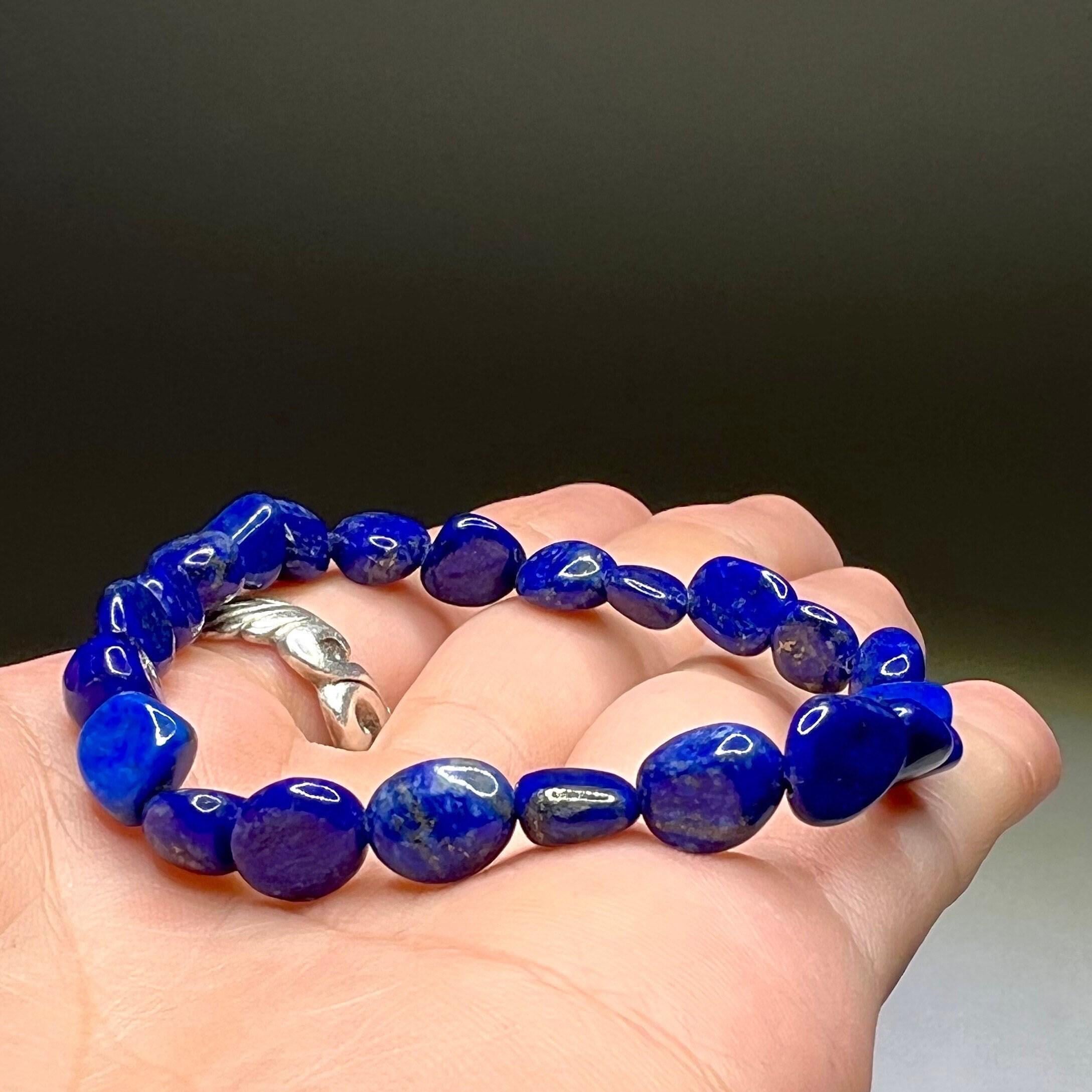 Lapis Lazuli Crystal Bracelet: Handmade Tumbled Gemstone Bracelet