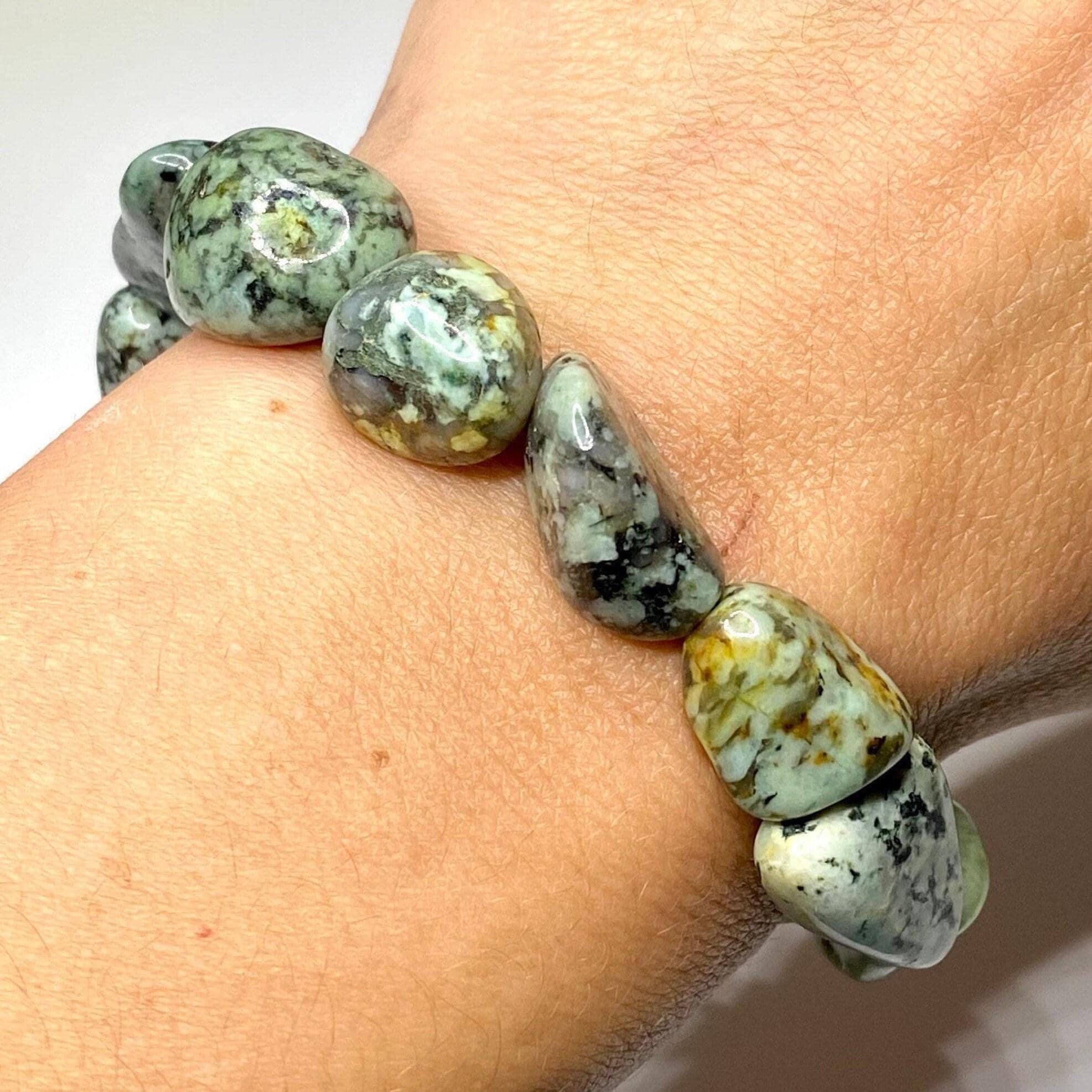 African Turquoise Crystal Bracelet, 8mm Gemstone Beaded Bracelet