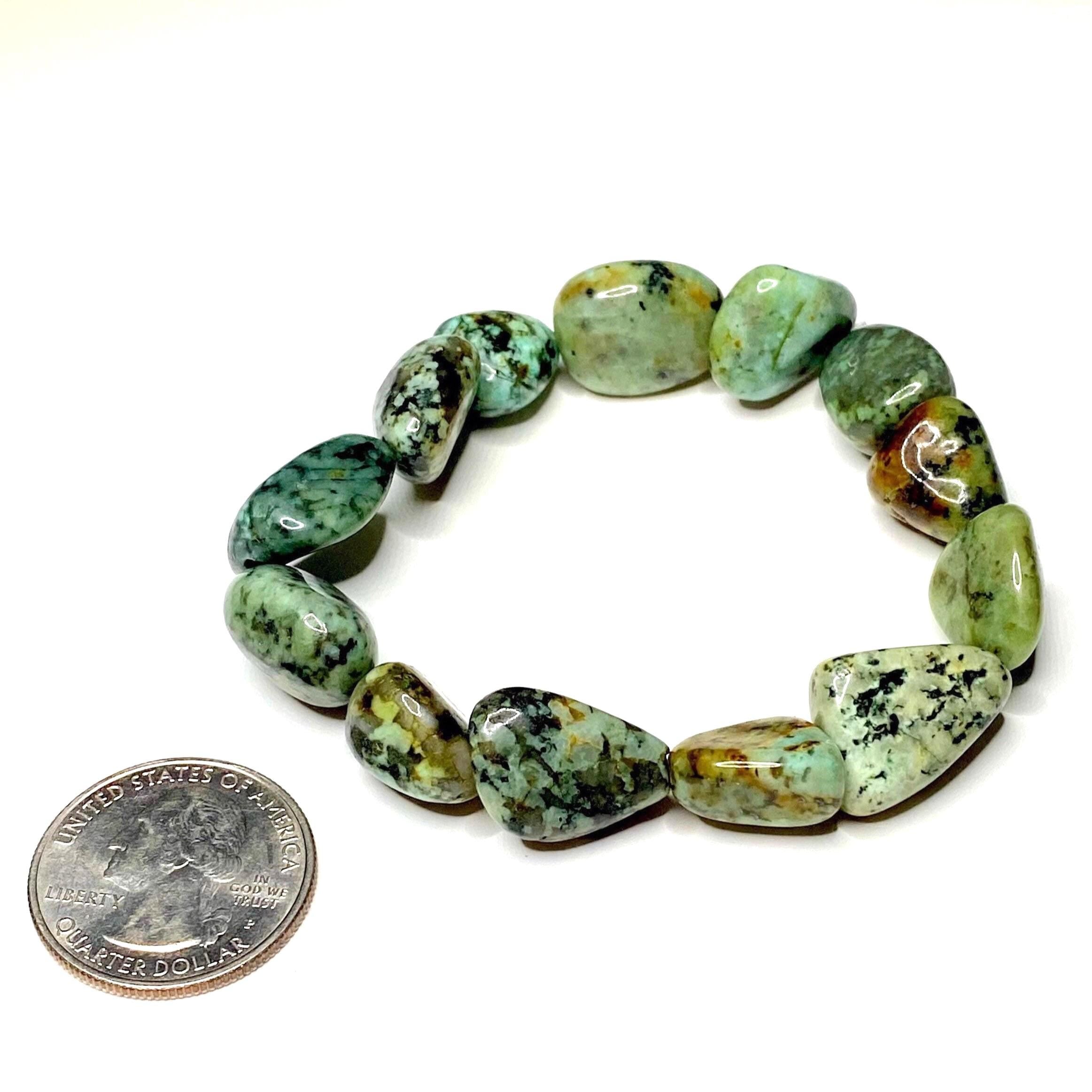 African Turquoise Crystal Bracelet, 8mm Gemstone Beaded Bracelet