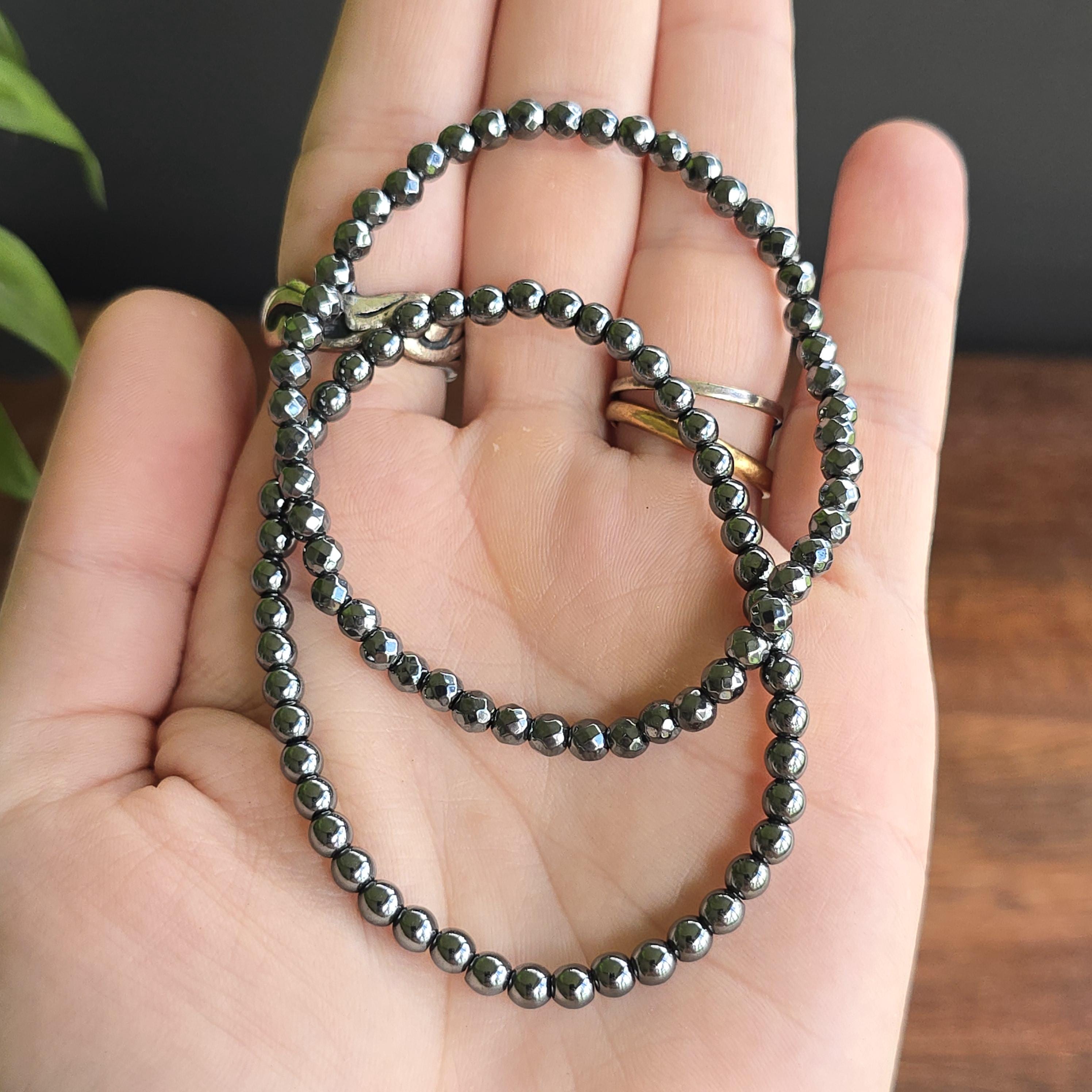 Hematite Crystal Bracelet - Gemstone Beaded Stretch Bracelet