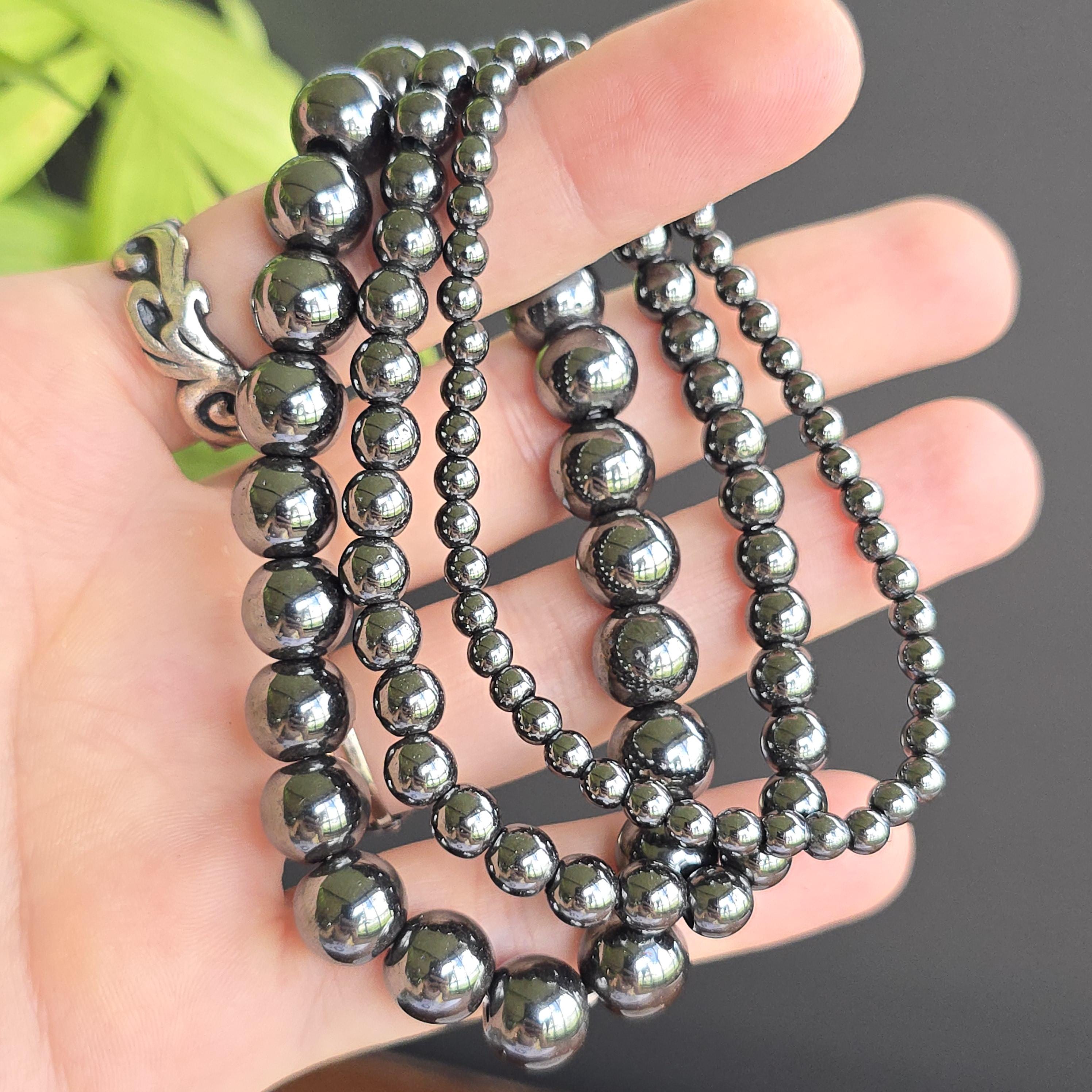Hematite Crystal Bracelet - Gemstone Beaded Stretch Bracelet
