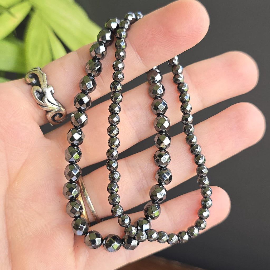 Hematite Crystal Bracelet - Gemstone Beaded Stretch Bracelet