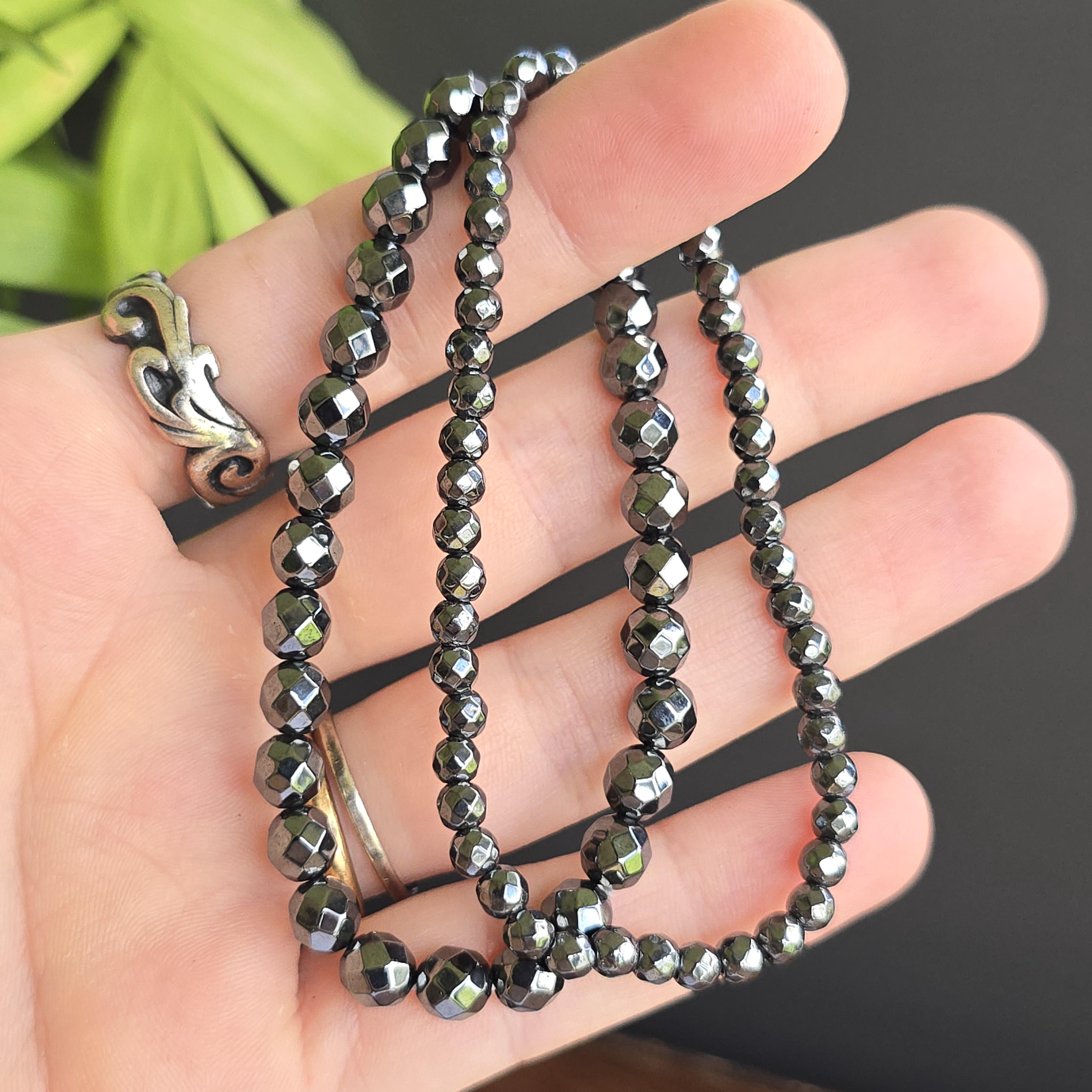 Hematite Crystal Bracelet - Gemstone Beaded Stretch Bracelet