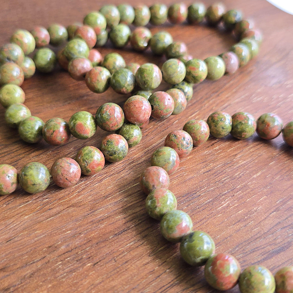 Unakite Jasper Crystal Bracelet: Handmade Gemstone Beaded Bracelet
