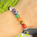 Seven Chakra Stone Hematite Bracelet: Handmade Gemstone Beaded Bracelet