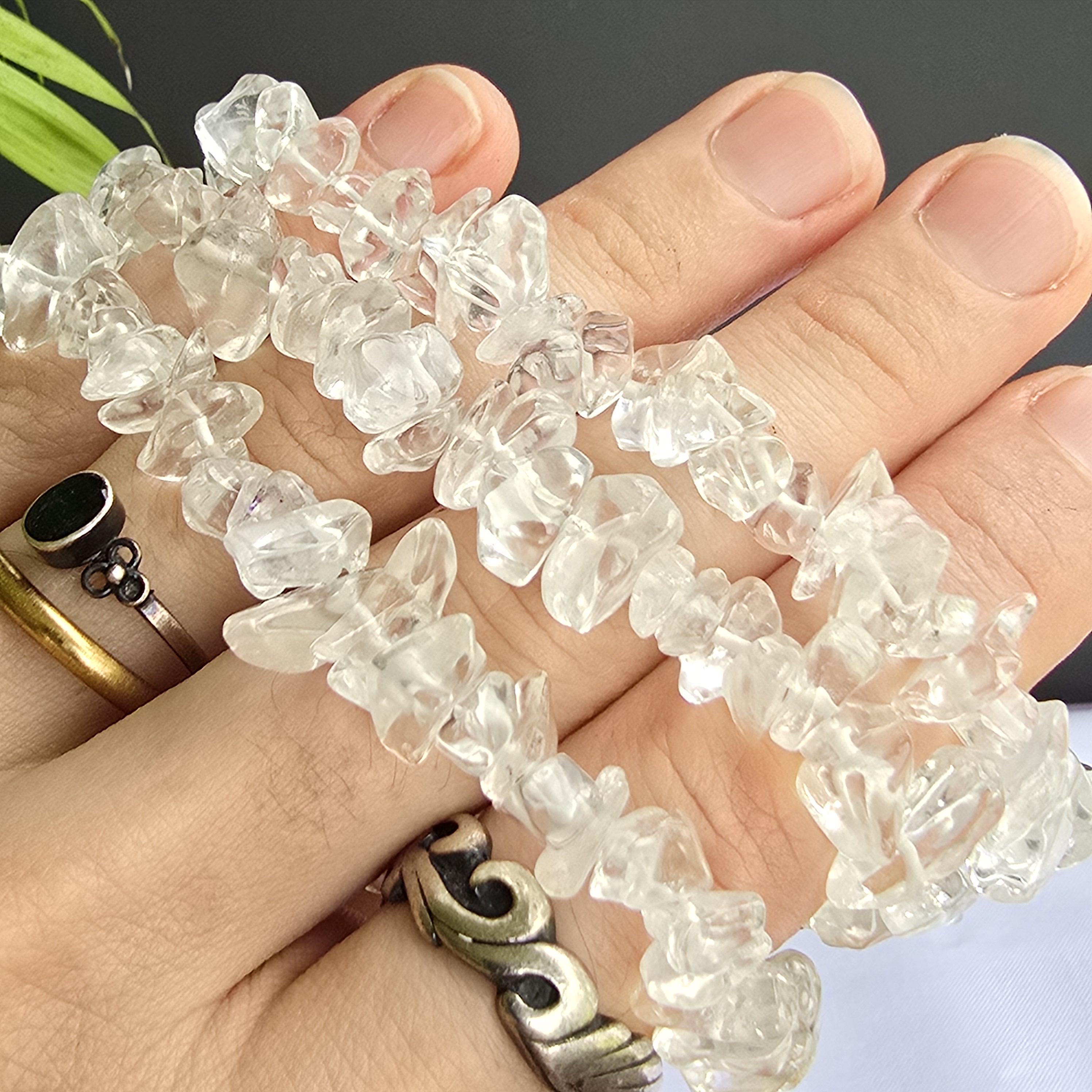 Clear Quartz Crystal Bracelet, Gemstone Chips Beaded Bracelet