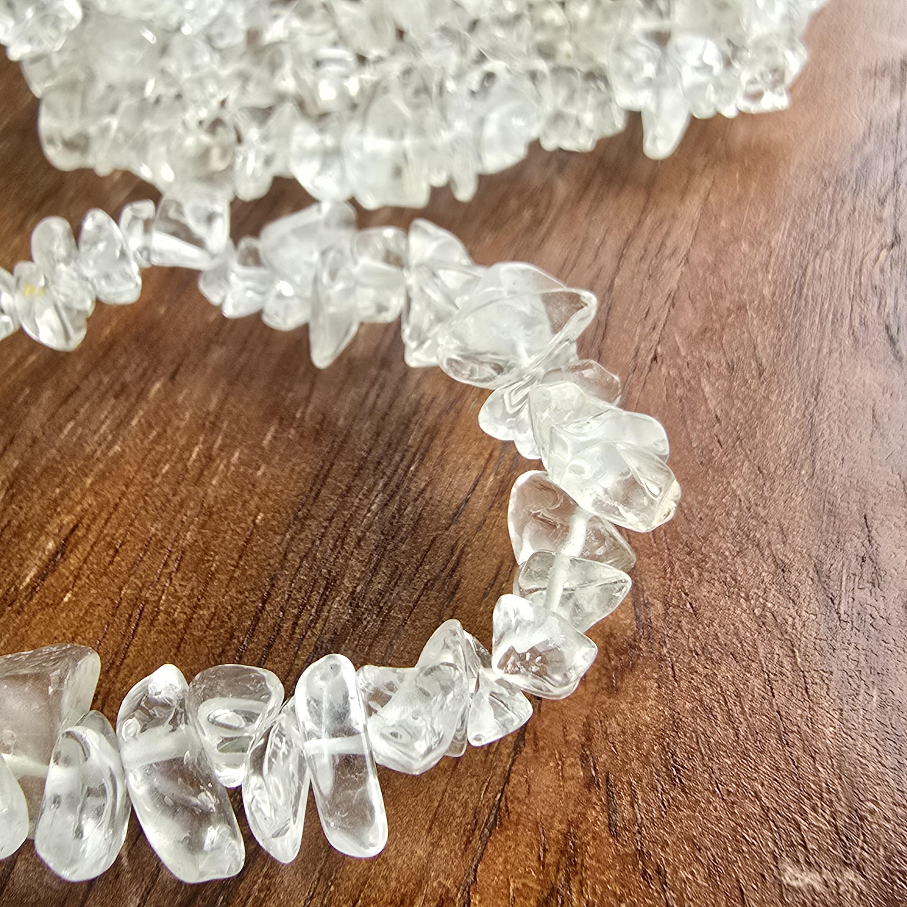 Clear Quartz Crystal Bracelet, Gemstone Chips Beaded Bracelet
