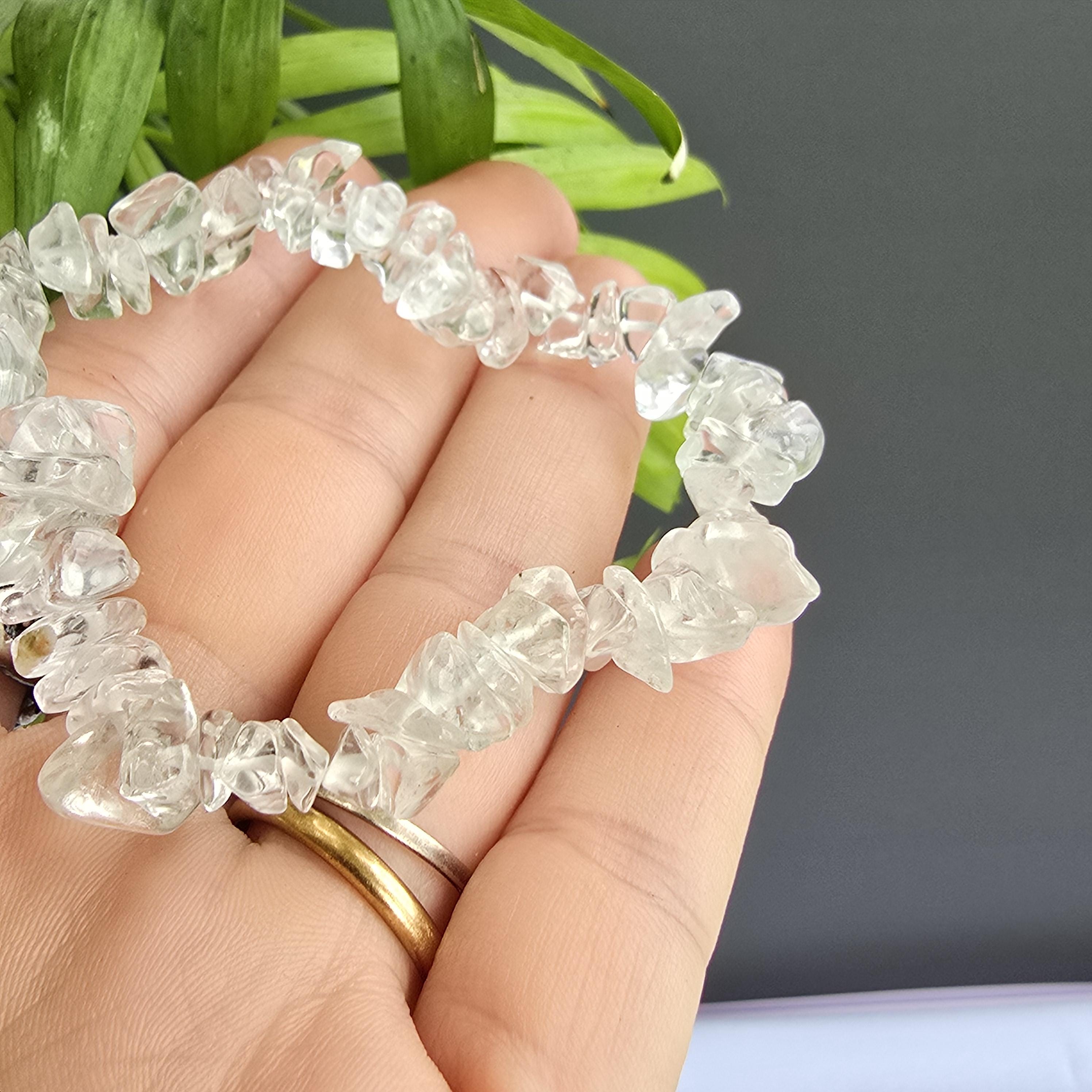 Clear Quartz Crystal Bracelet, Gemstone Chips Beaded Bracelet