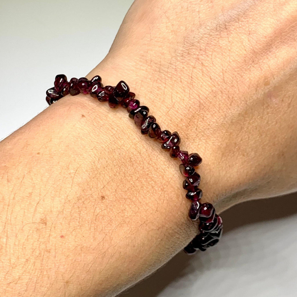 Garnet Crystal Chips Bracelet: Handmade Gemstone Beaded Bracelet