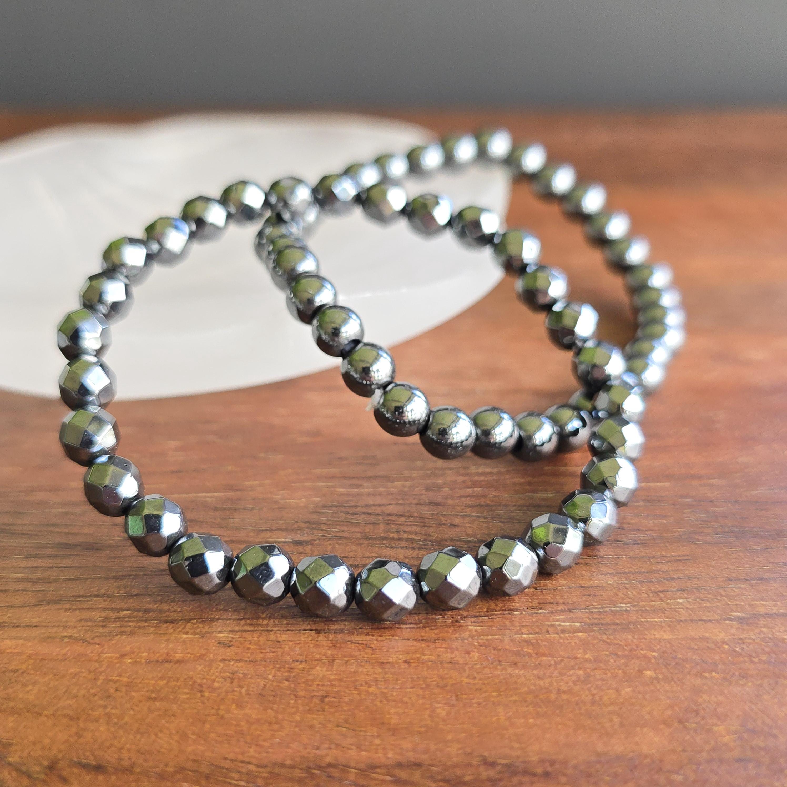 Hematite Crystal Bracelet - Gemstone Beaded Stretch Bracelet