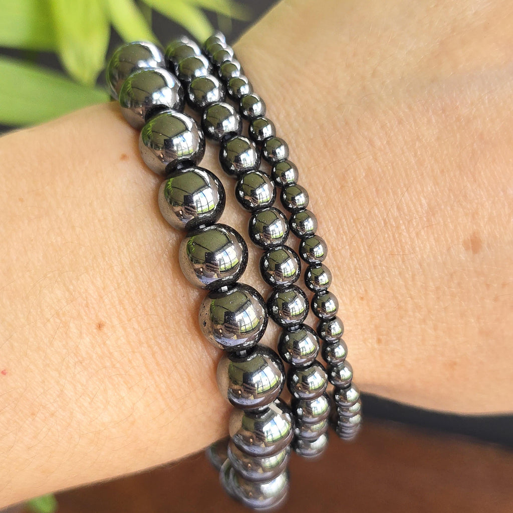 Hematite Crystal Bracelet - Gemstone Beaded Stretch Bracelet