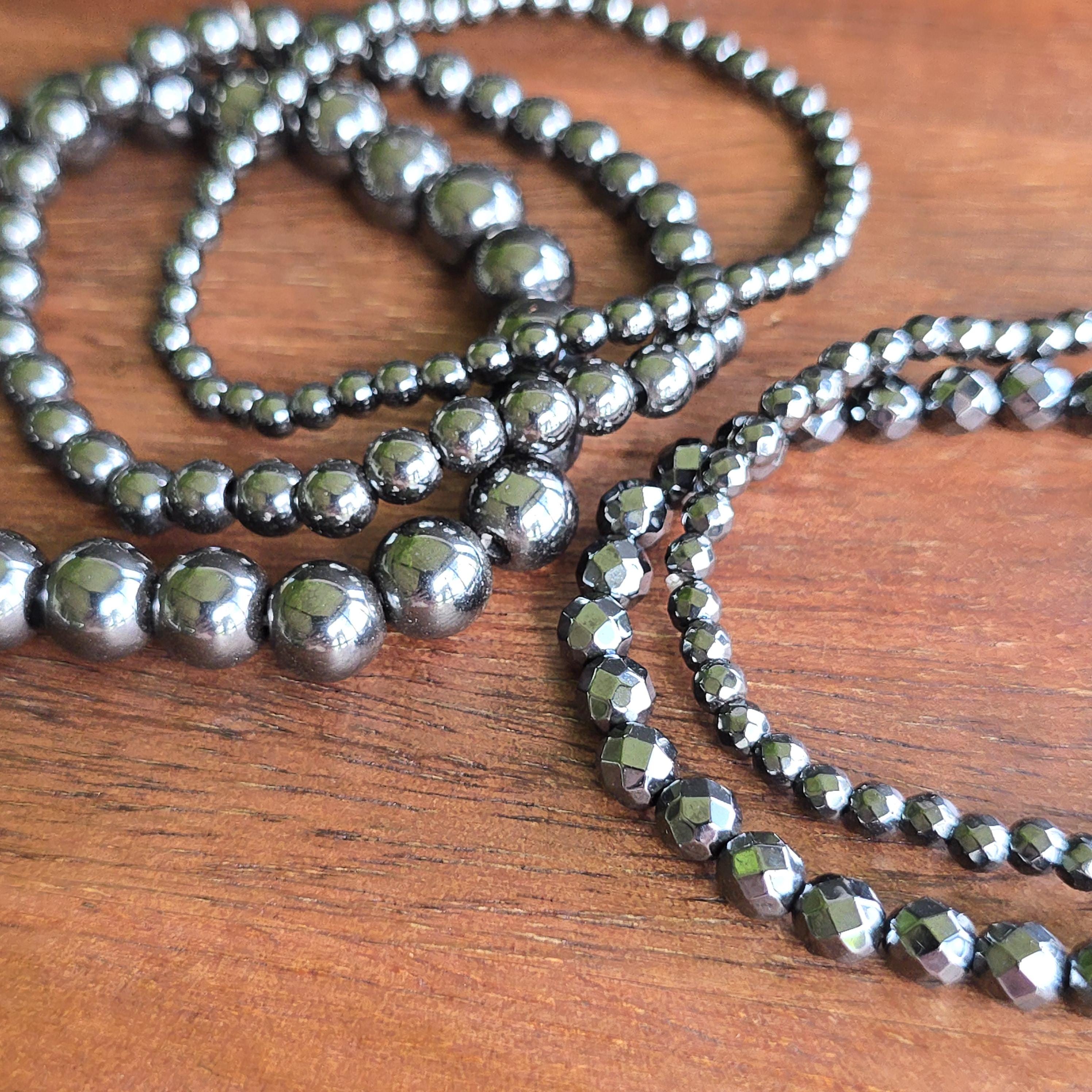 Hematite Crystal Bracelet - Gemstone Beaded Stretch Bracelet