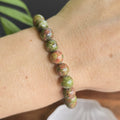 Unakite Jasper Crystal Bracelet: Handmade Gemstone Beaded Bracelet