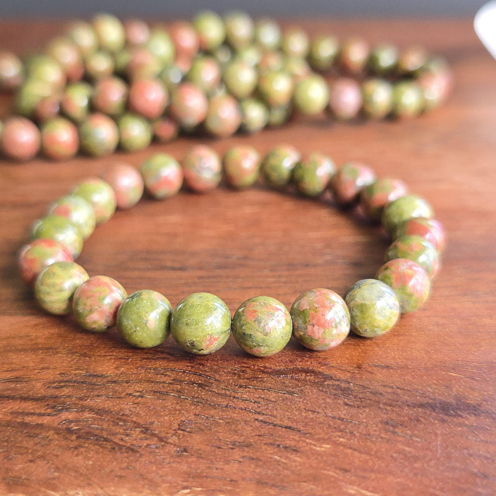 Unakite Jasper Crystal Bracelet: Handmade Gemstone Beaded Bracelet