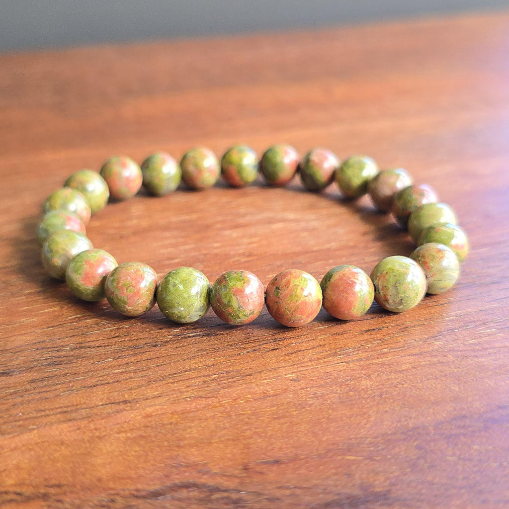 Unakite Jasper Crystal Bracelet: Handmade Gemstone Beaded Bracelet