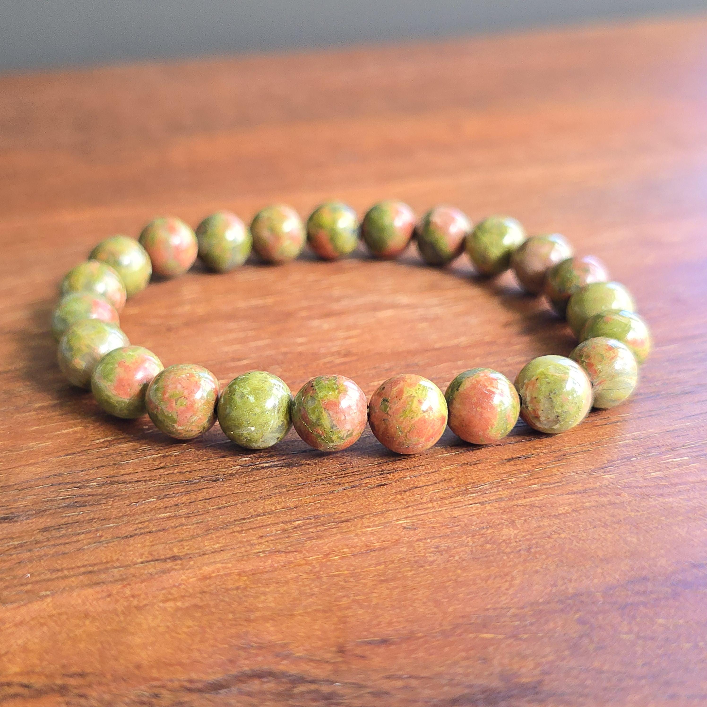 Unakite Jasper Crystal Bracelet: Handmade Gemstone Beaded Bracelet