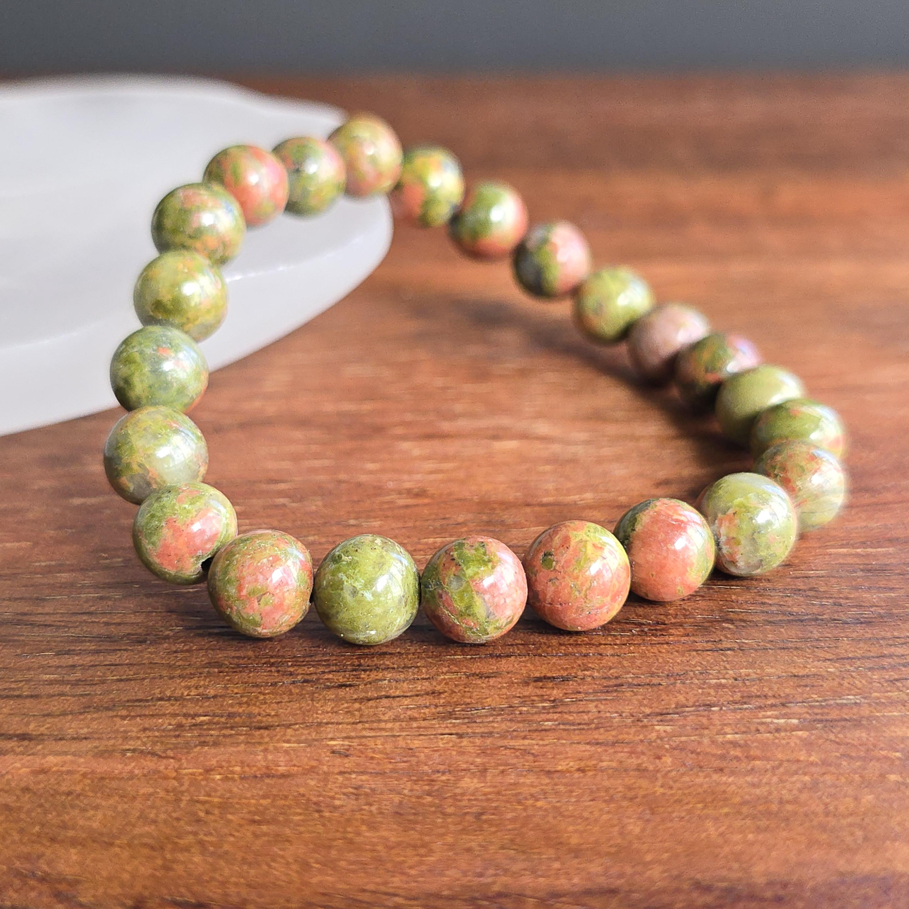 Unakite Jasper Crystal Bracelet: Handmade Gemstone Beaded Bracelet