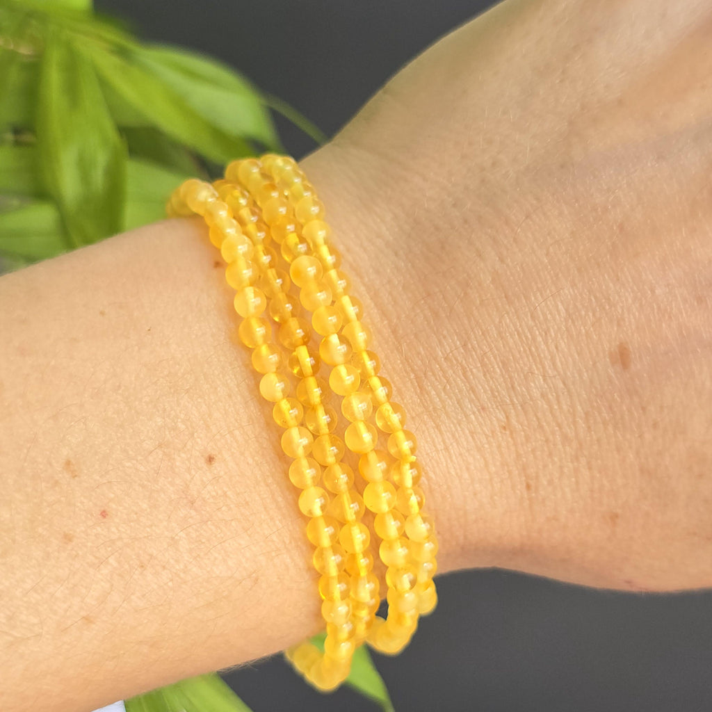 Baltic Amber Beaded Bracelet: Handmade 4mm Stretch Bracelet