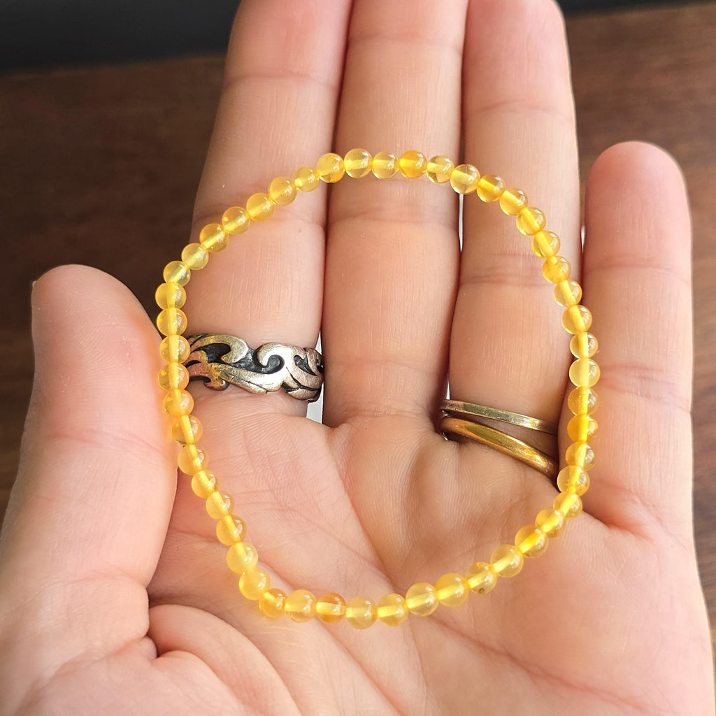 Baltic Amber Beaded Bracelet: Handmade 4mm Stretch Bracelet