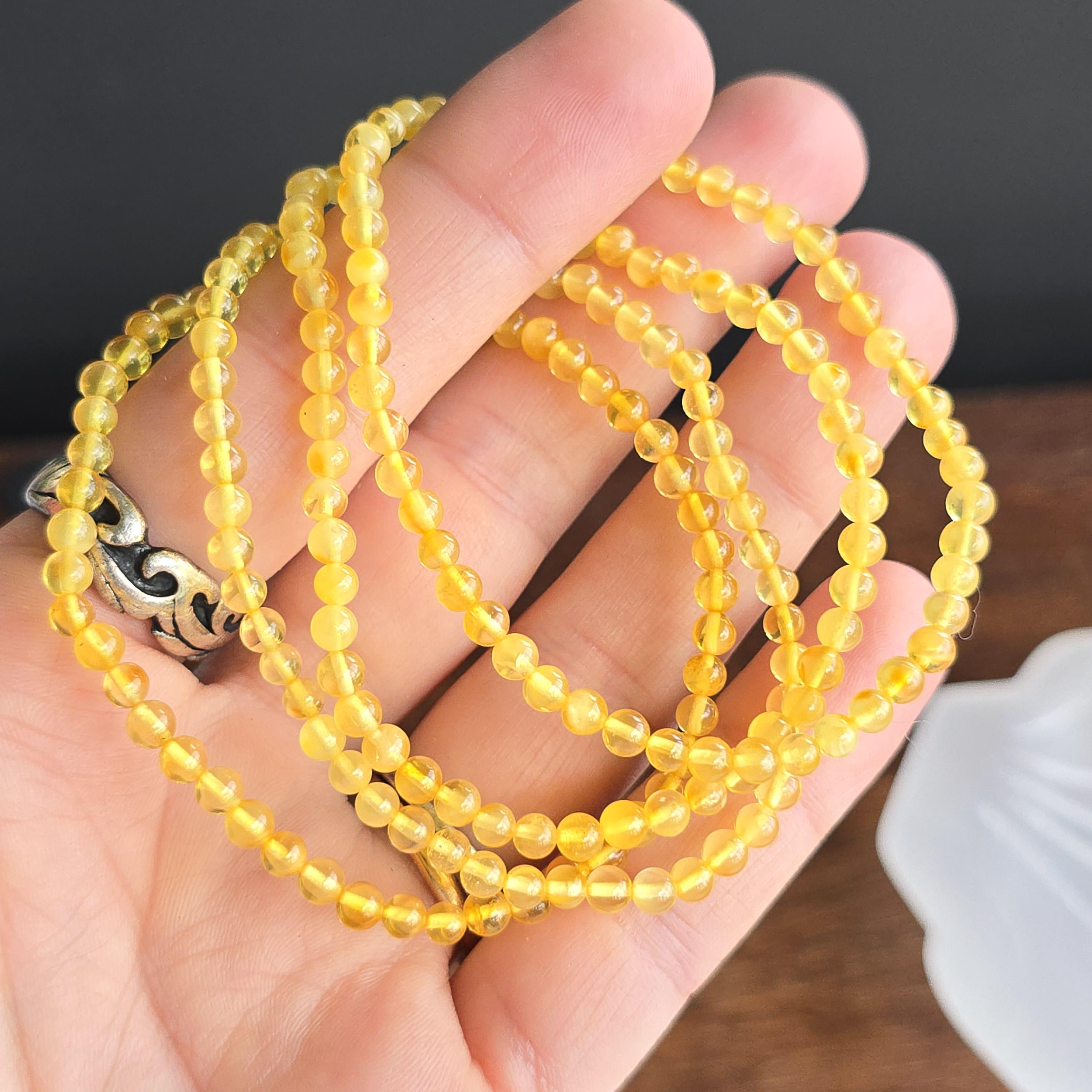 Baltic Amber Beaded Bracelet: Handmade 4mm Stretch Bracelet