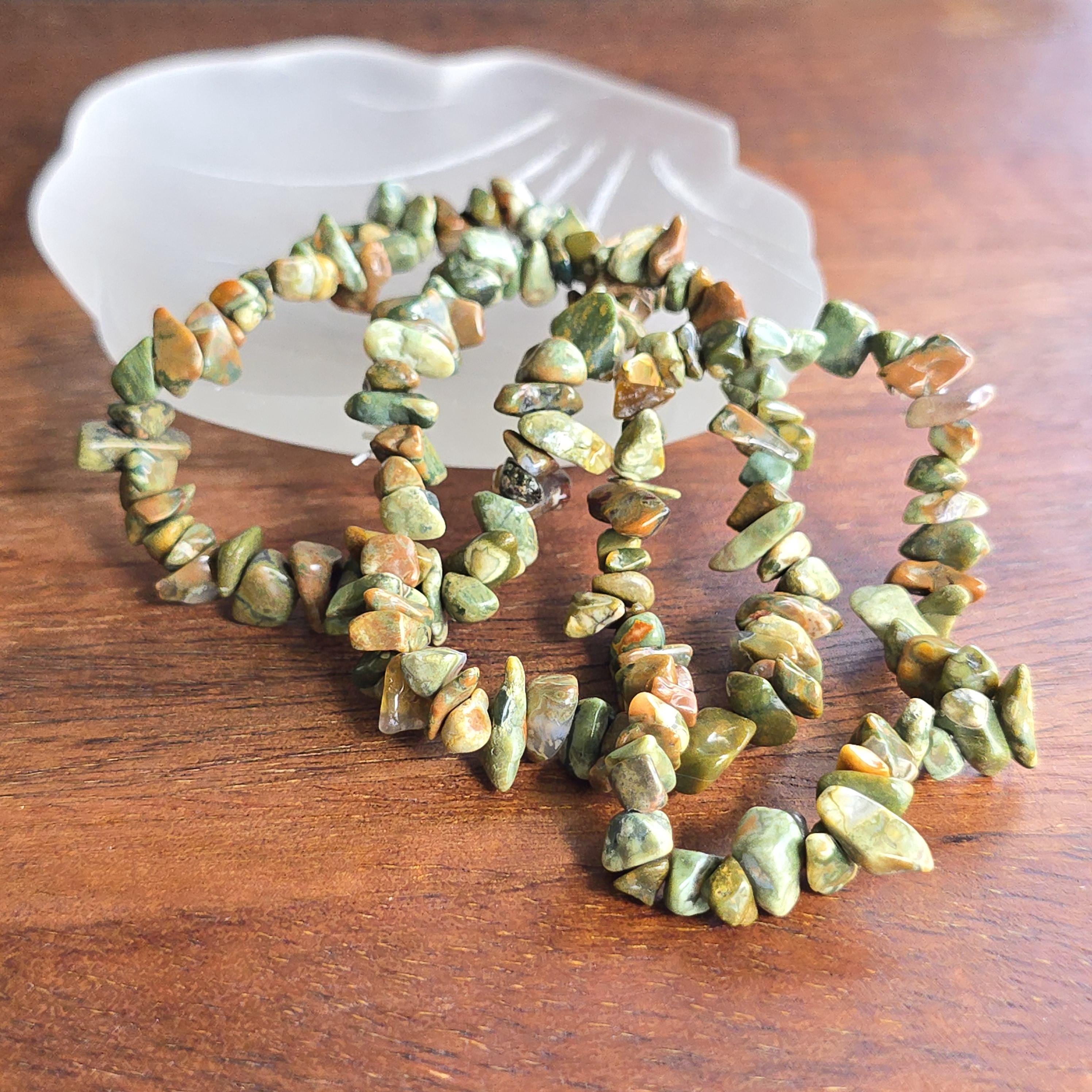 Rhyolite Crystal Chips Bracelet: Handmade Gemstone Beaded Bracelet
