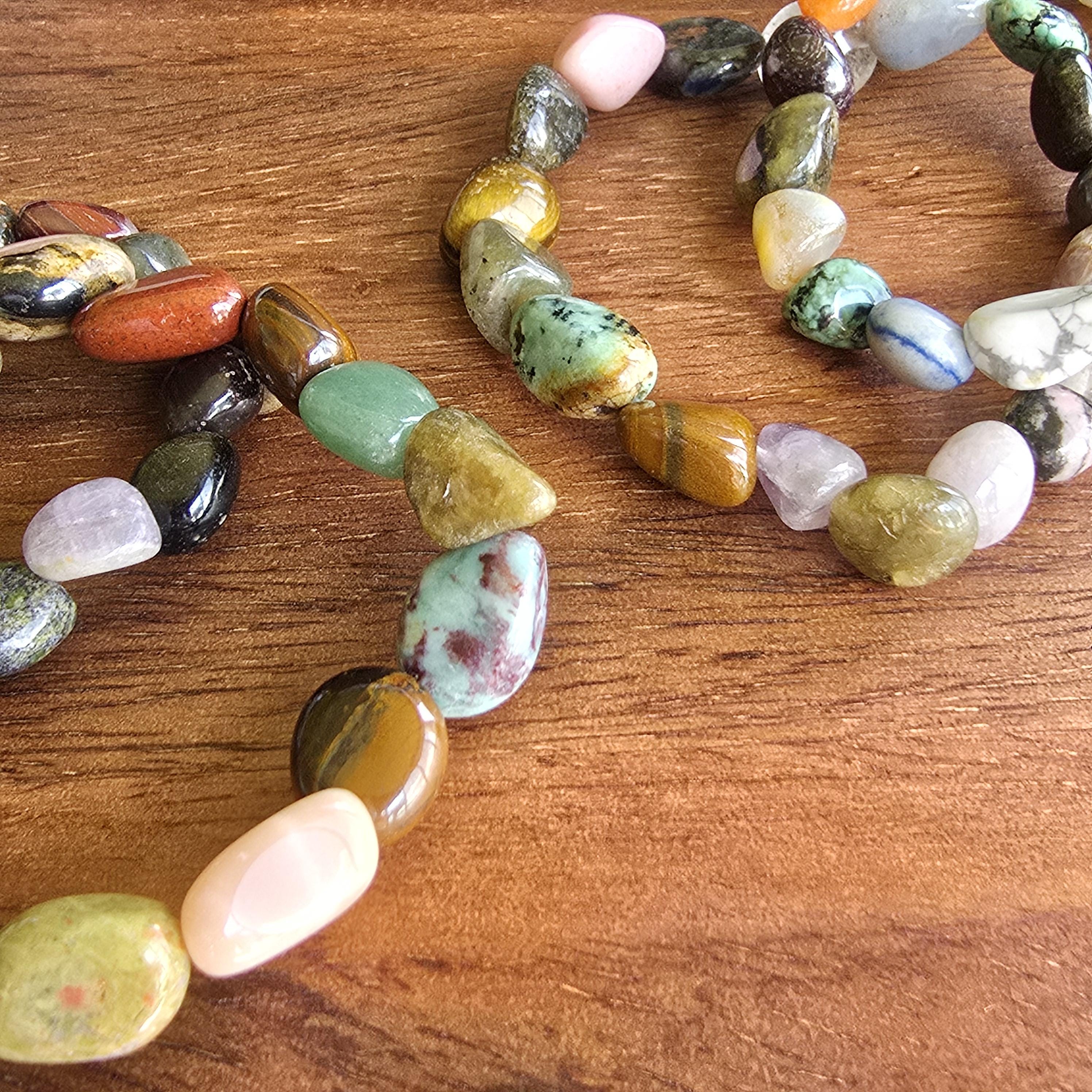 Mixed Gemstone Beaded Bracelet: Handmade Tumbled Crystal Bracelet