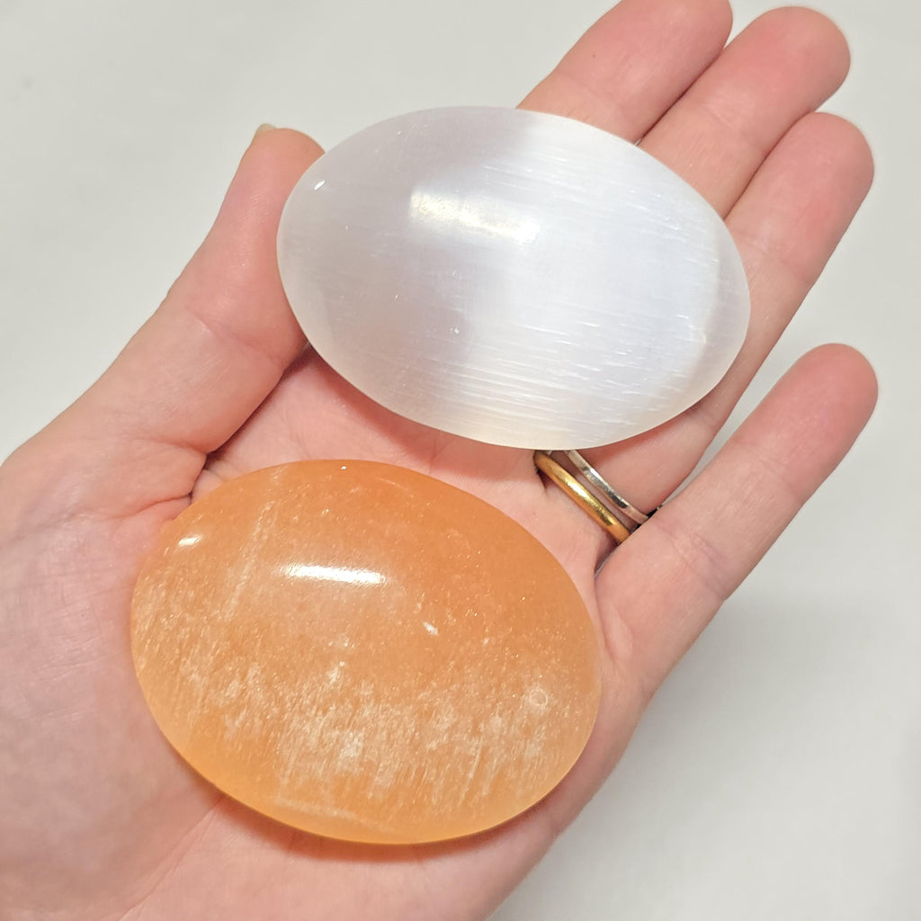 Selenite Crystal Palm Stone