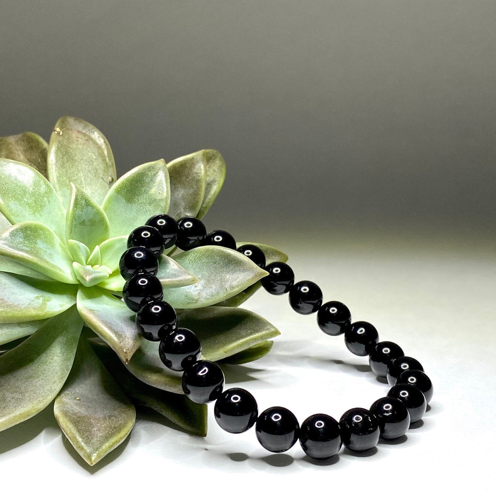 Black Tourmaline Crystal Bracelet - Handmade Gemstone Beaded Bracelet 4mm, 6mm, 8mm