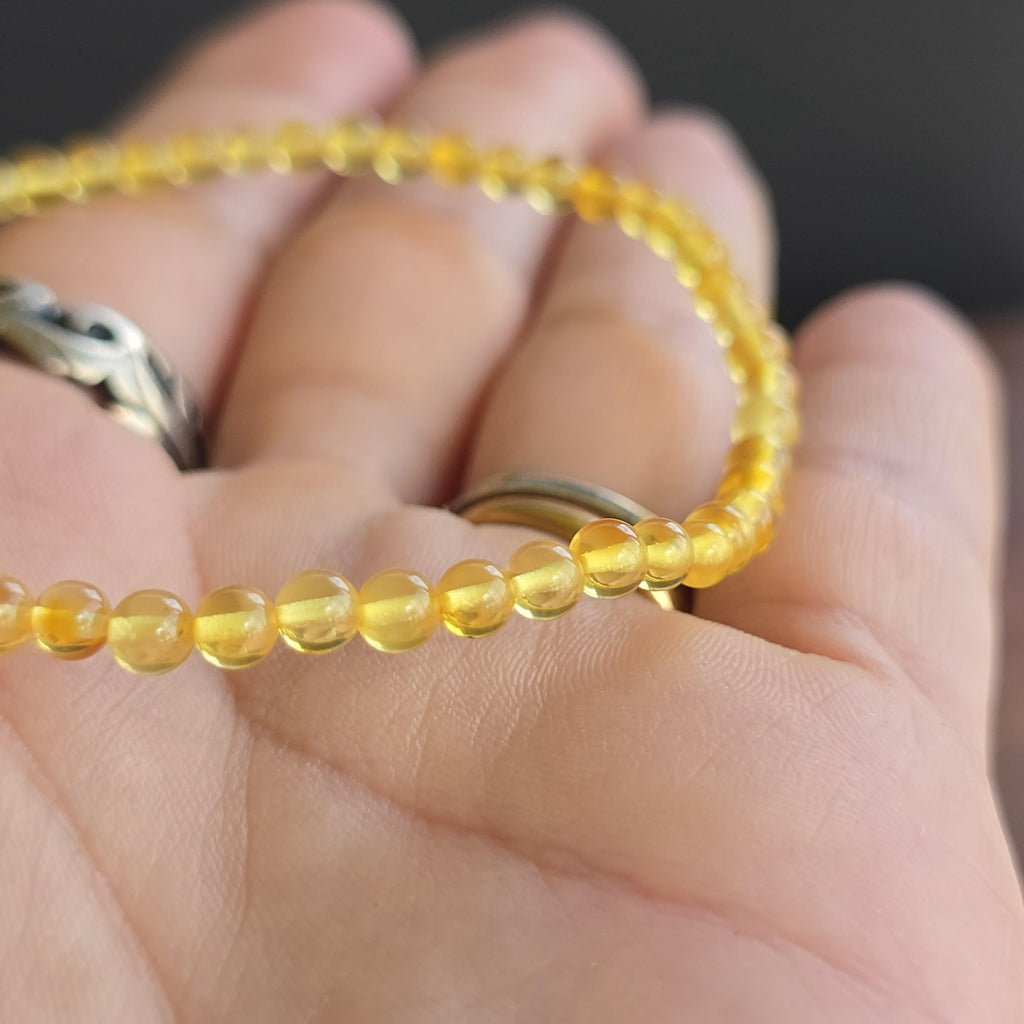 Baltic Amber Beaded Bracelet: Handmade 4mm Stretch Bracelet