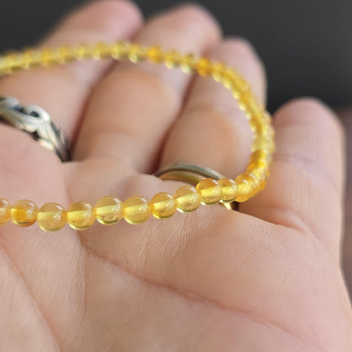 Baltic Amber Beaded Bracelet: Handmade 4mm Stretch Bracelet