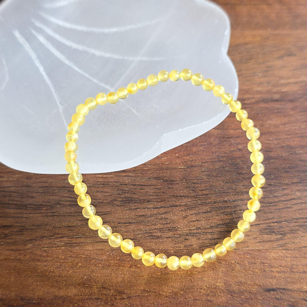 Baltic Amber Beaded Bracelet: Handmade 4mm Stretch Bracelet