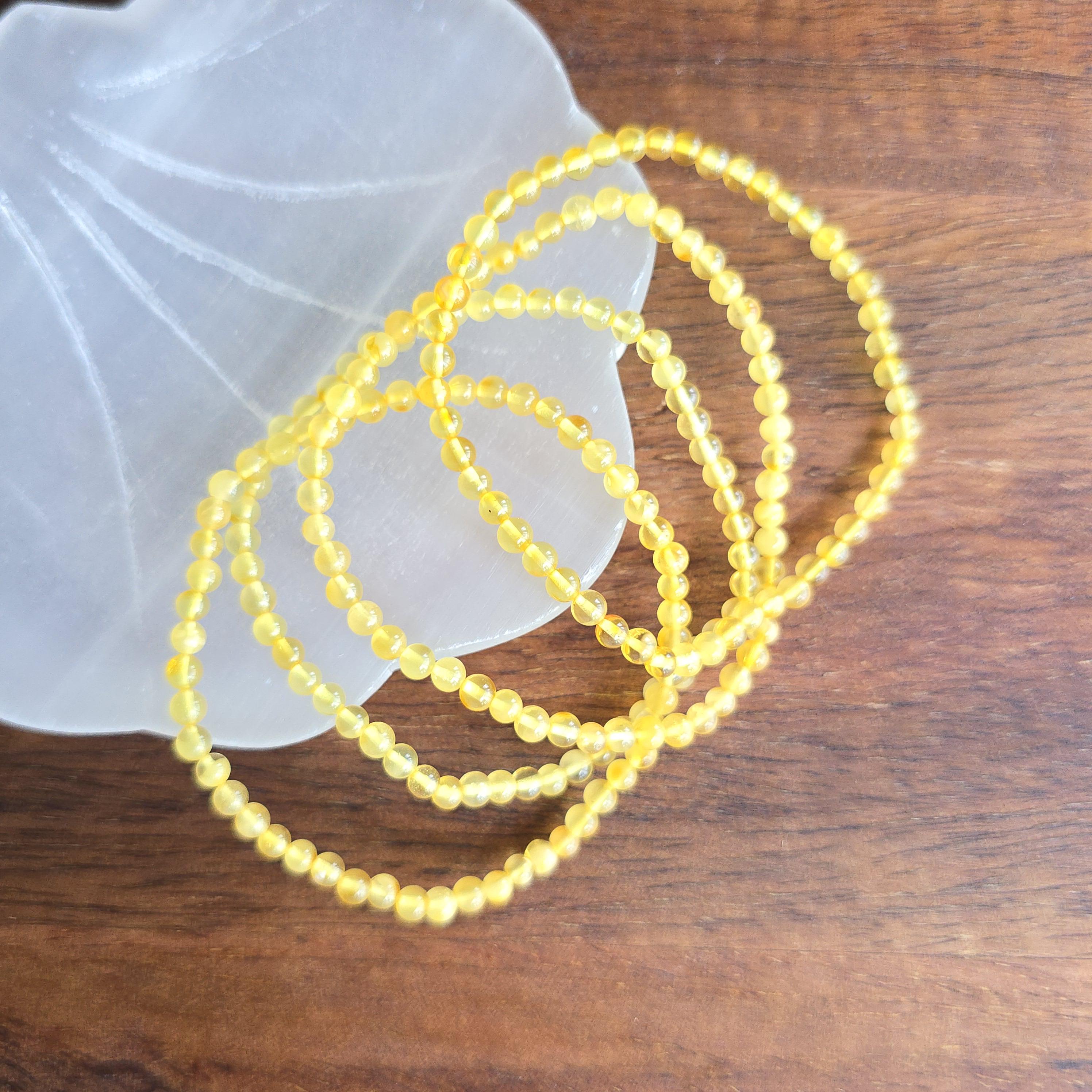 Baltic Amber Beaded Bracelet: Handmade 4mm Stretch Bracelet