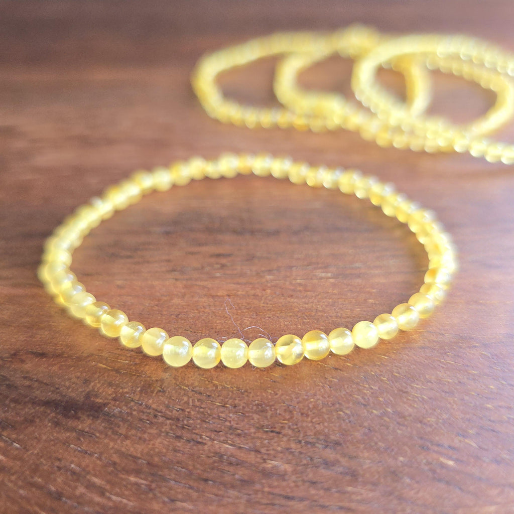 Baltic Amber Beaded Bracelet: Handmade 4mm Stretch Bracelet