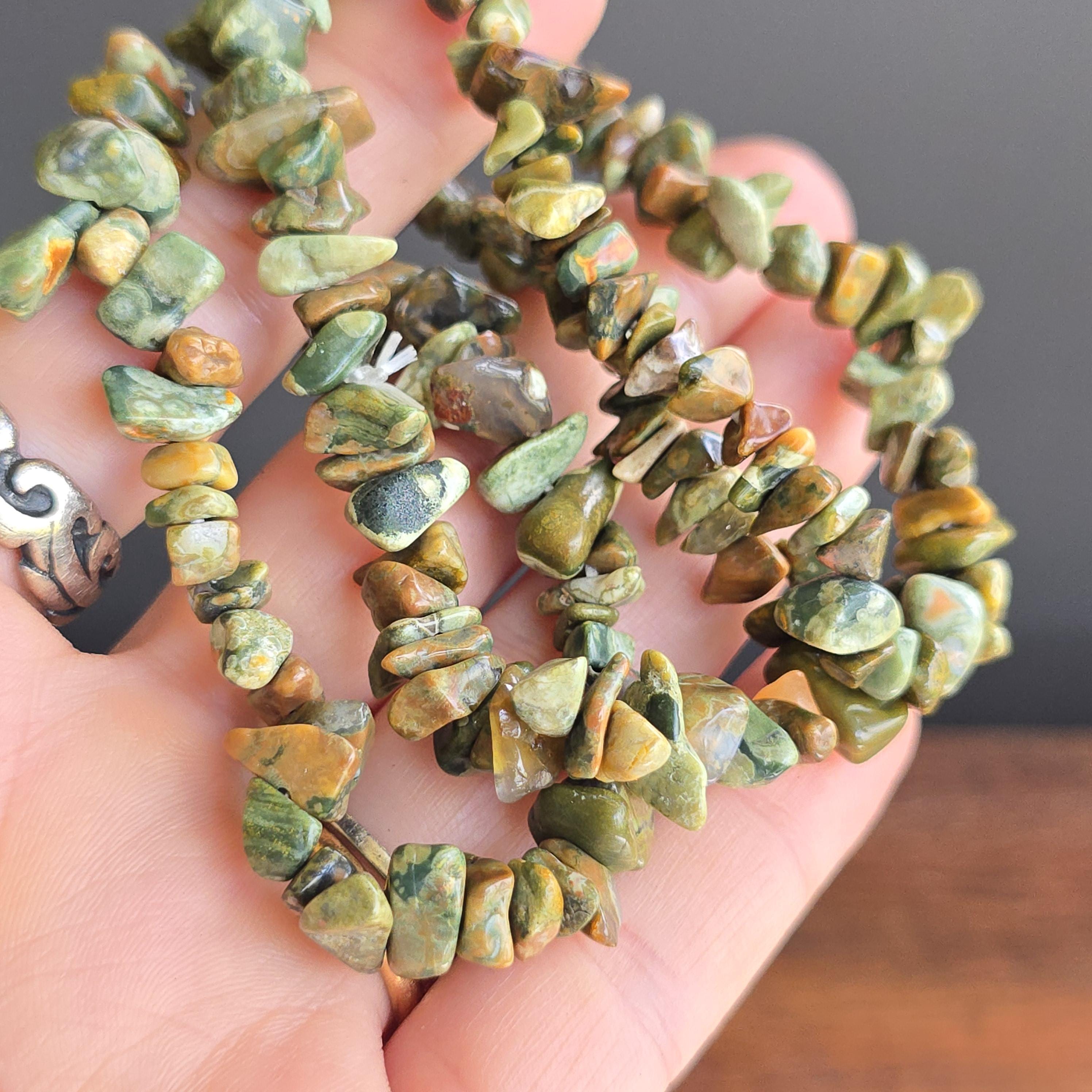 Rhyolite Crystal Chips Bracelet: Handmade Gemstone Beaded Bracelet