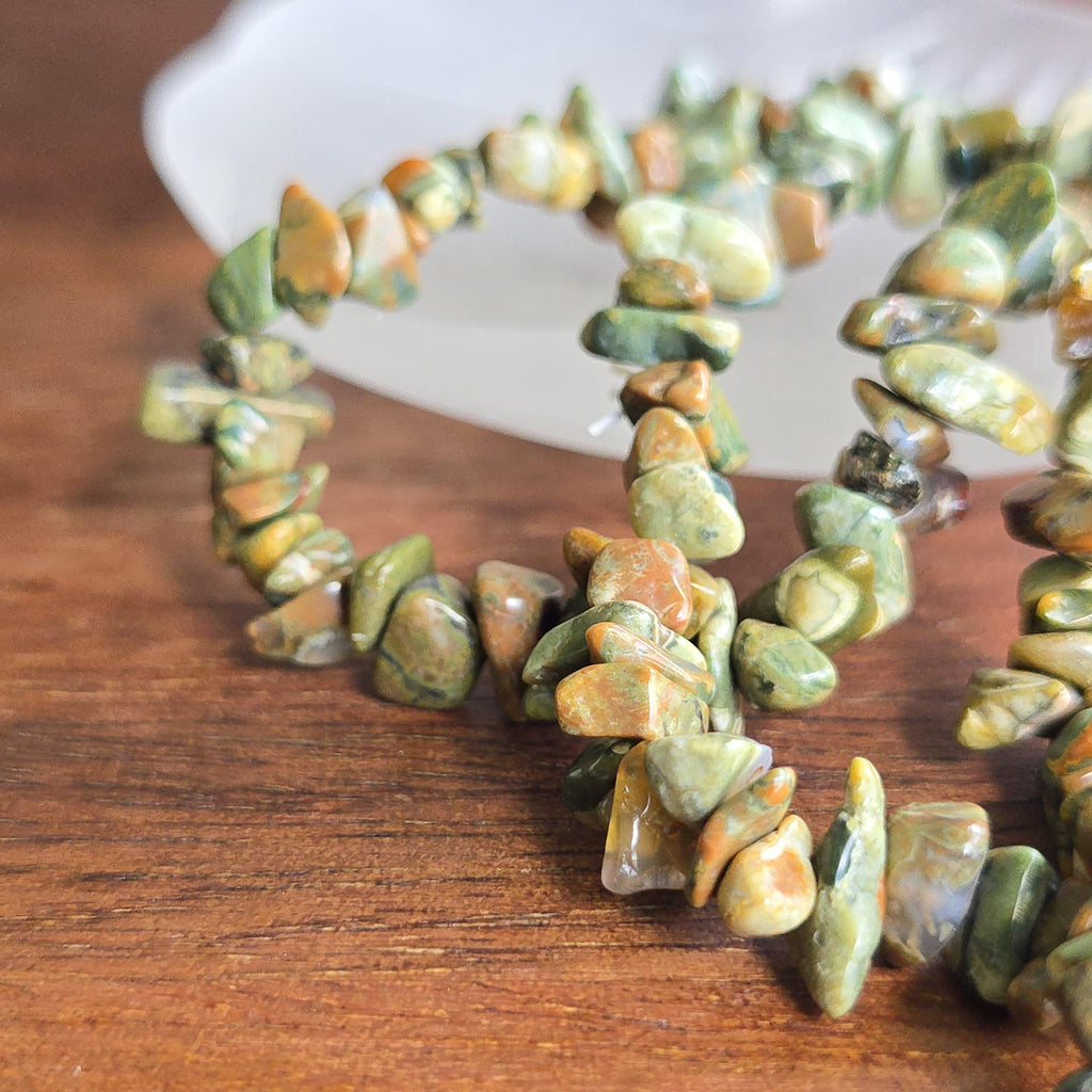 Rhyolite Crystal Chips Bracelet: Handmade Gemstone Beaded Bracelet