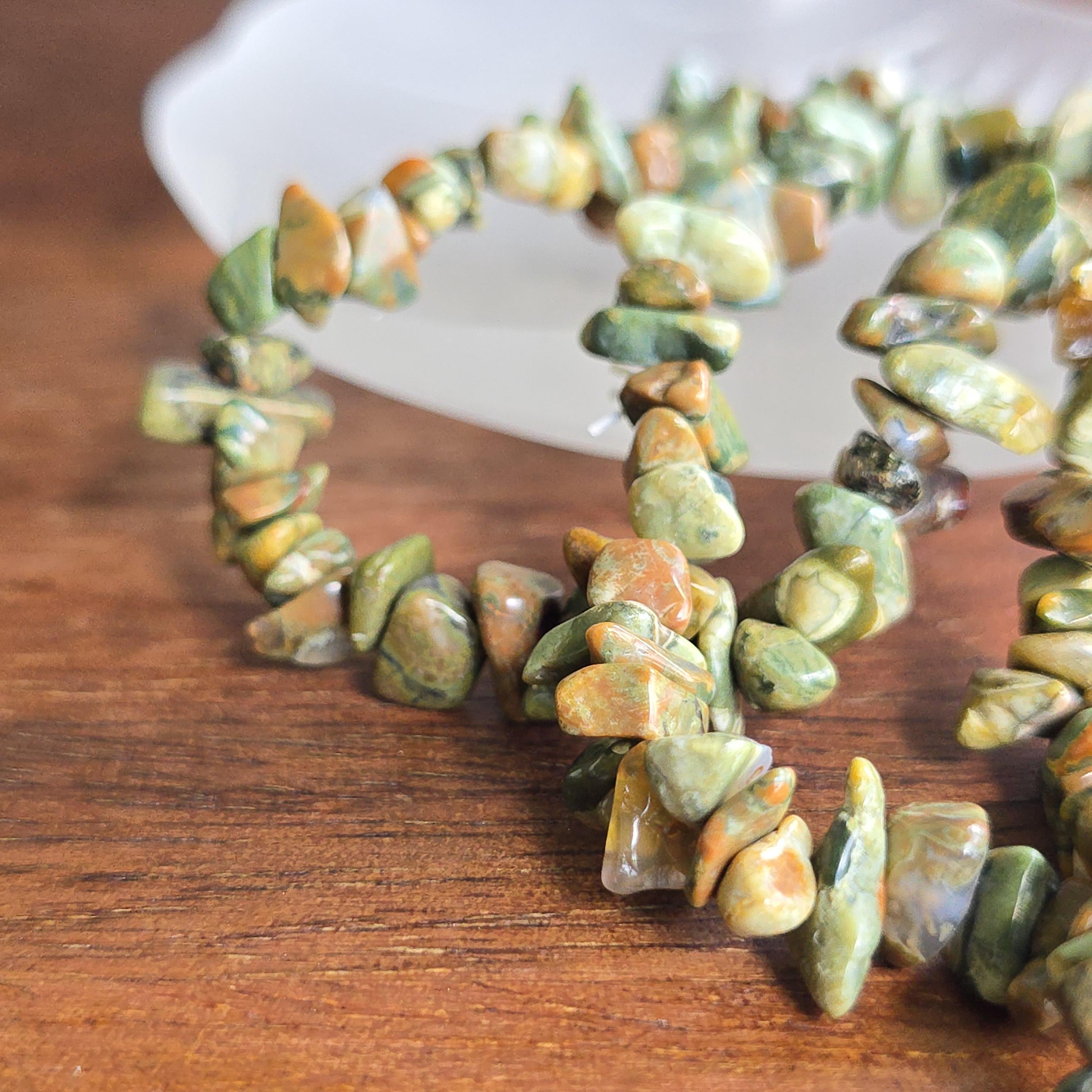 Rhyolite Crystal Chips Bracelet: Handmade Gemstone Beaded Bracelet
