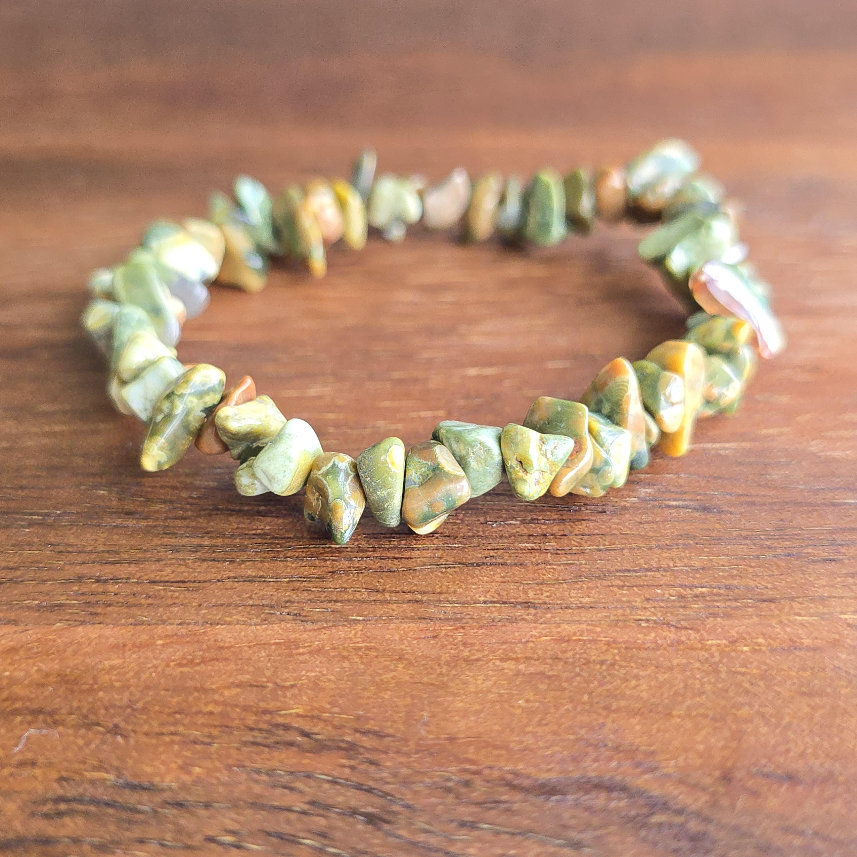 Rhyolite Crystal Chips Bracelet: Handmade Gemstone Beaded Bracelet