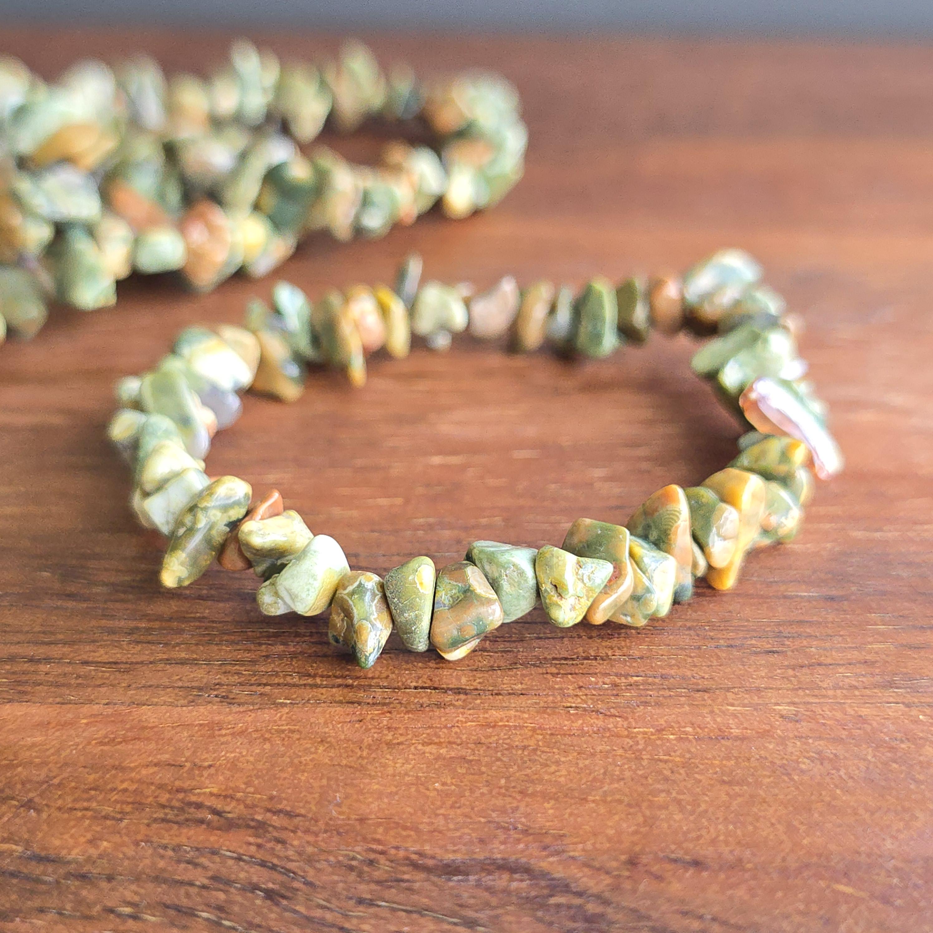 Rhyolite Crystal Chips Bracelet: Handmade Gemstone Beaded Bracelet