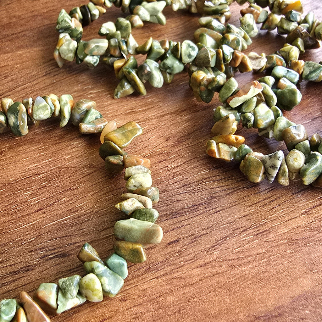Rhyolite Crystal Chips Bracelet: Handmade Gemstone Beaded Bracelet