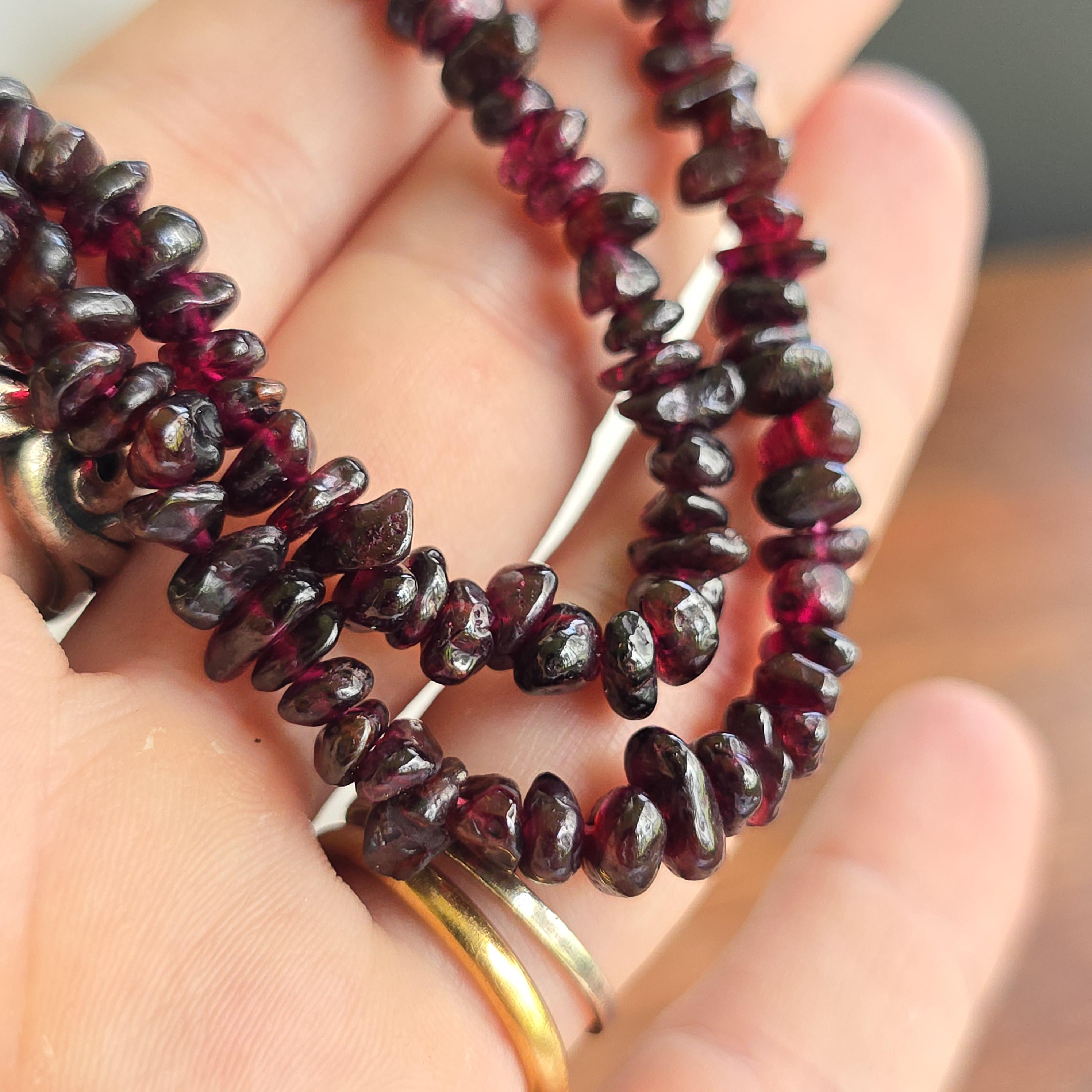 Long Garnet Crystal Necklace: 30 Inch Handmade Gemstone Chips Necklace